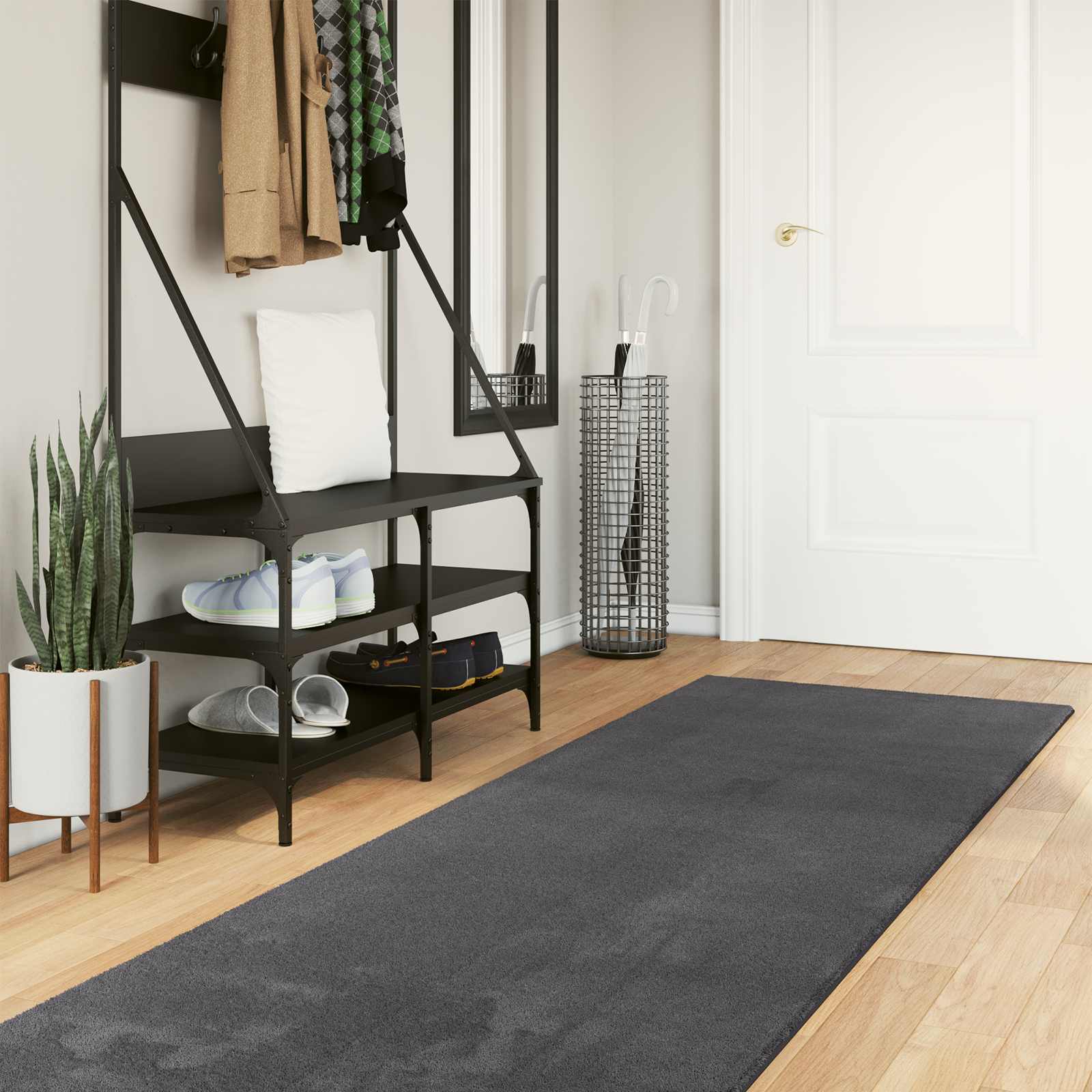 Alfombra suave y lavable de pelo medio HUARTE Antracita