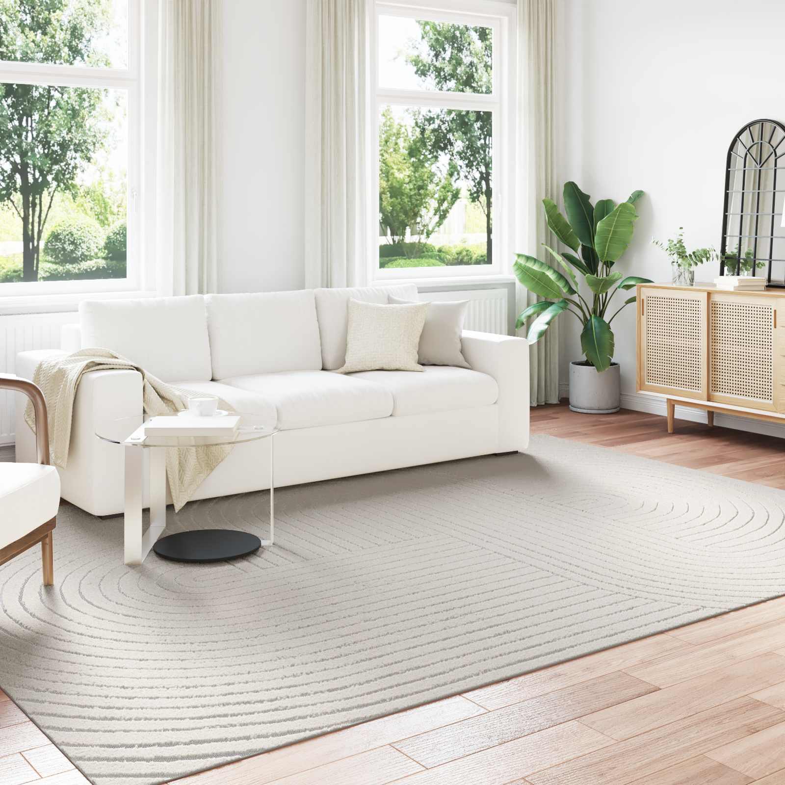 Alfombras de área Cuadrado PALMERAS Beige 120 x 120 cm