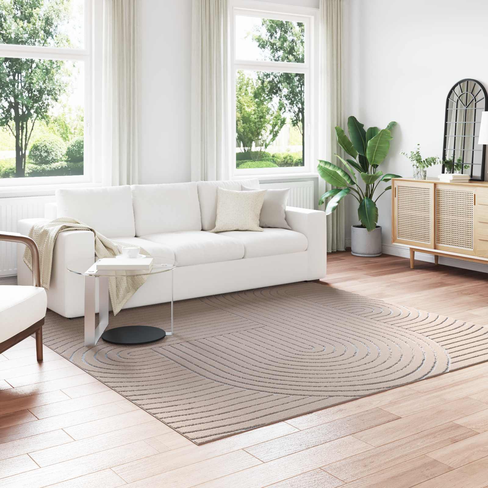 Alfombras de área Cuadrado PALMERAS Beige 120 x 120 cm