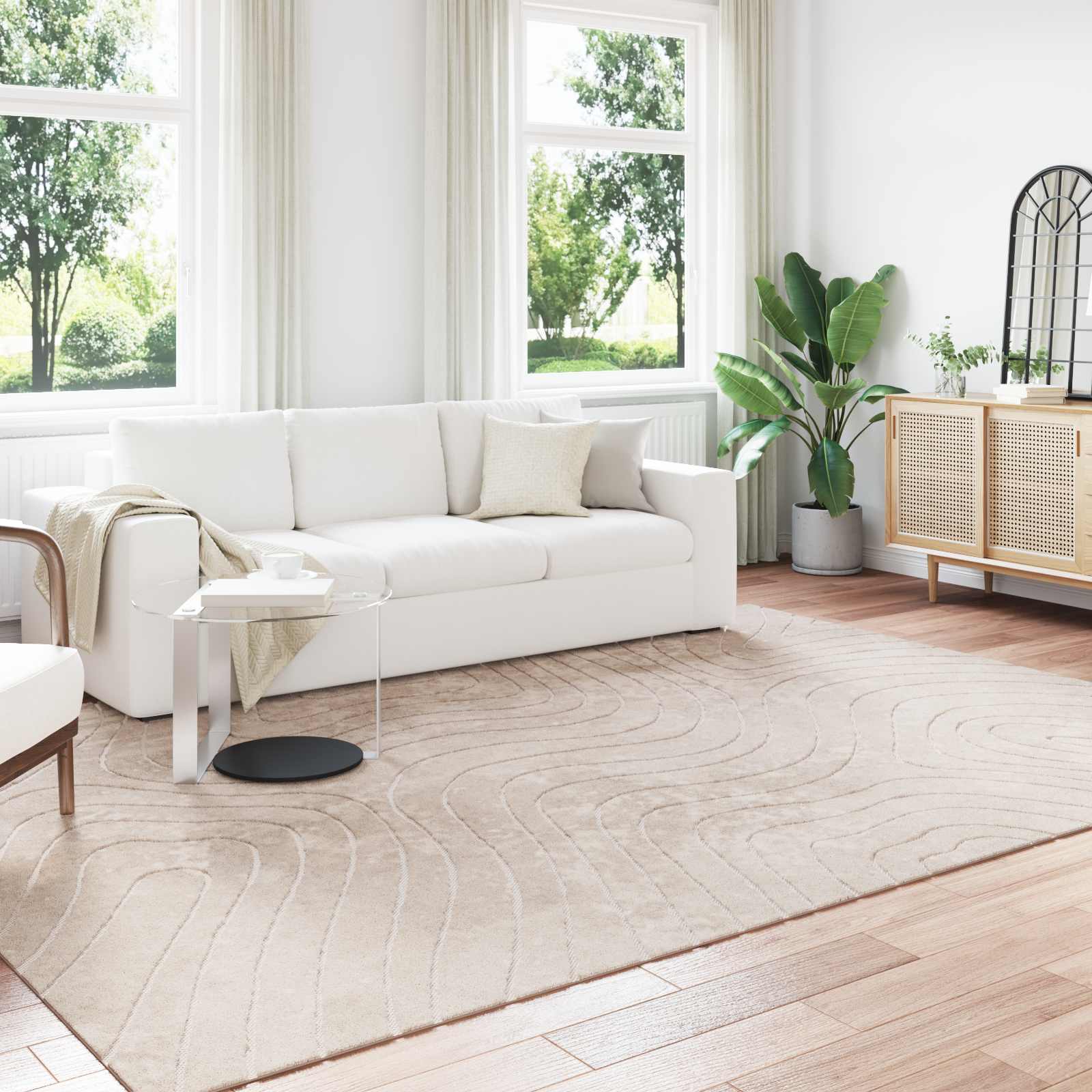 Alfombras de área Cuadrado PALMERAS Beige 120 x 120 cm