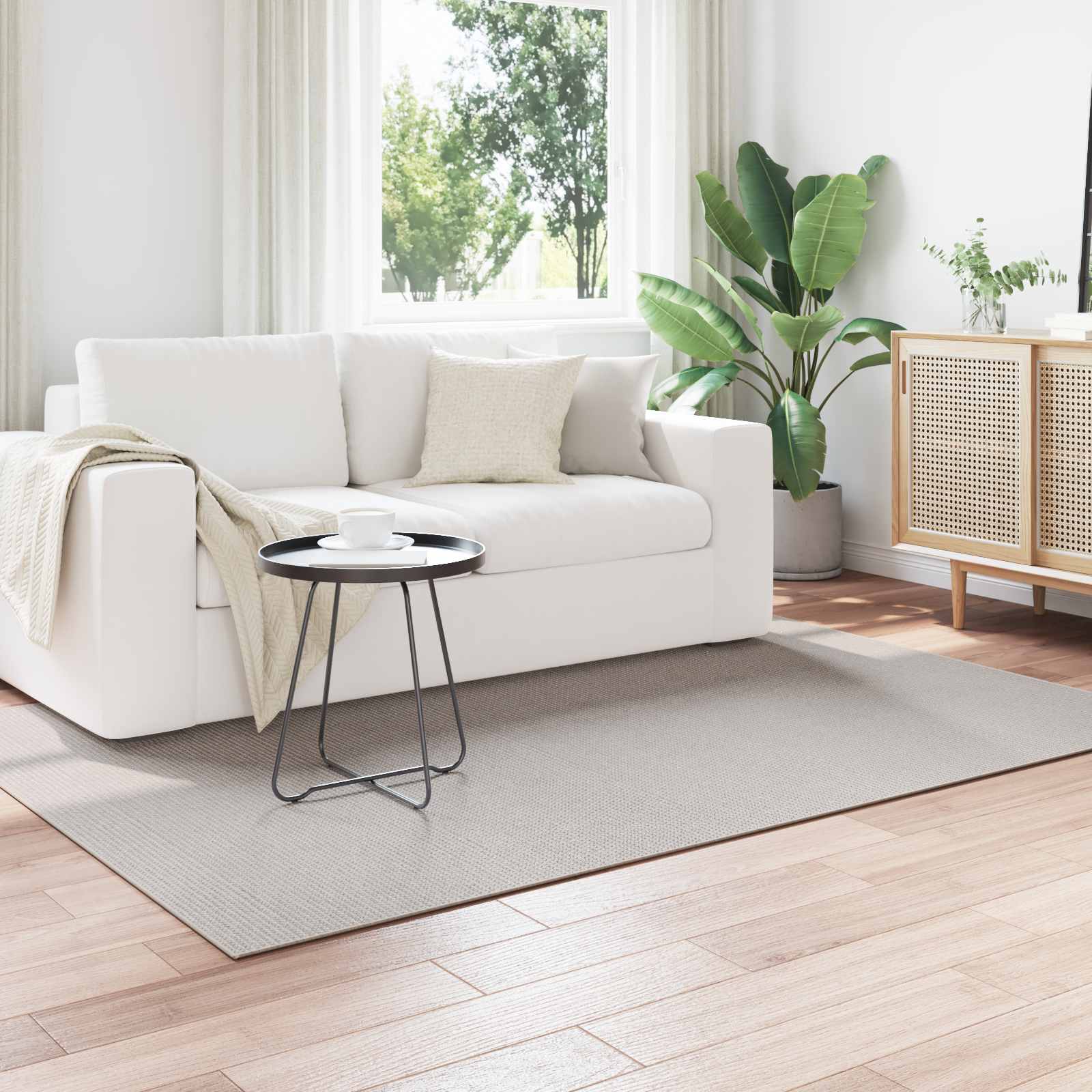 Alfombras de área Cuadrado LUGO Crema 120 x 120 cm Poliéster