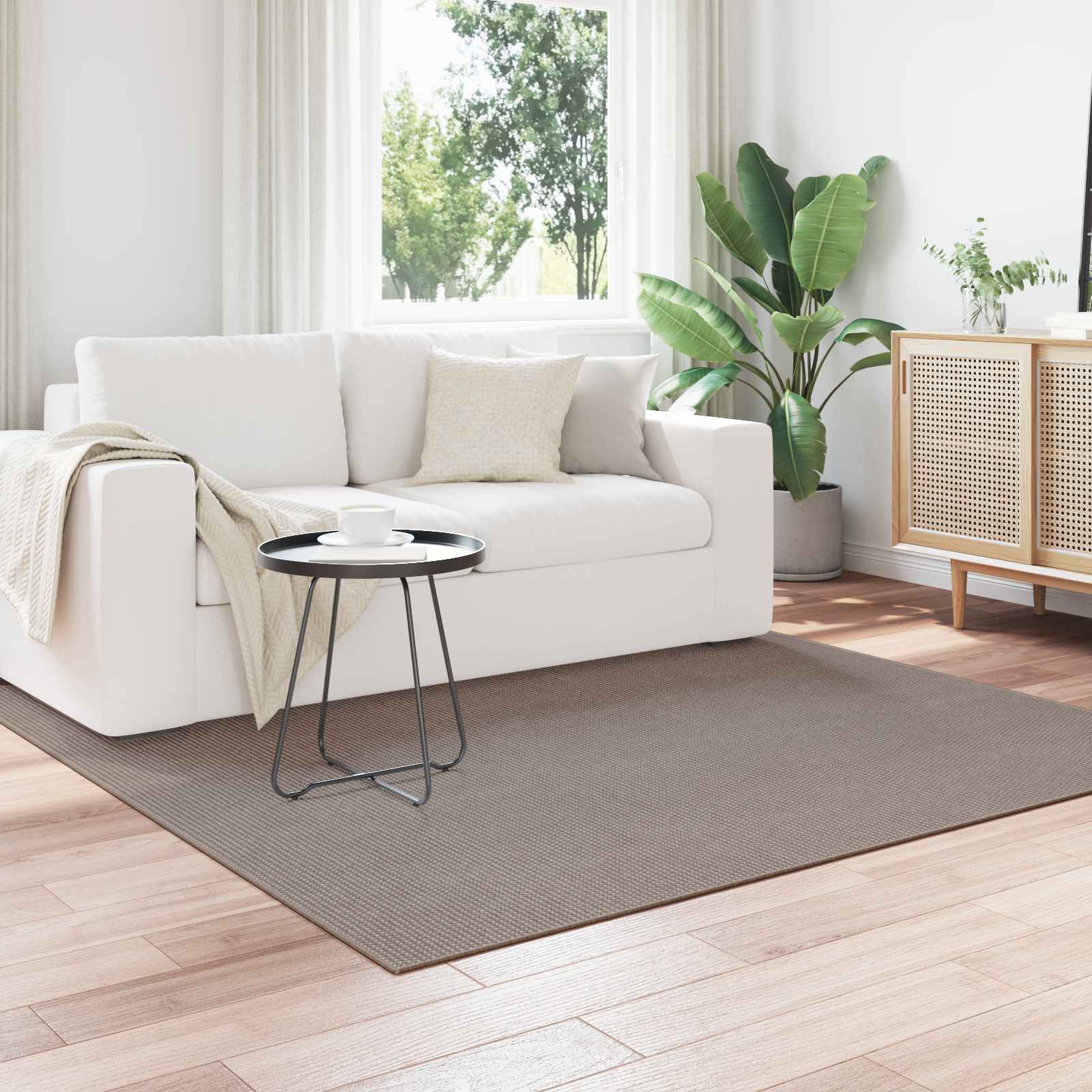 Alfombras de área Cuadrado LUGO Crema 120 x 120 cm Poliéster
