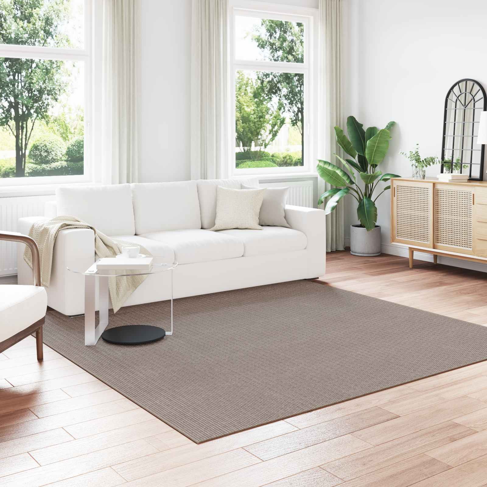 Alfombras de área Cuadrado LUGO Crema 120 x 120 cm Poliéster