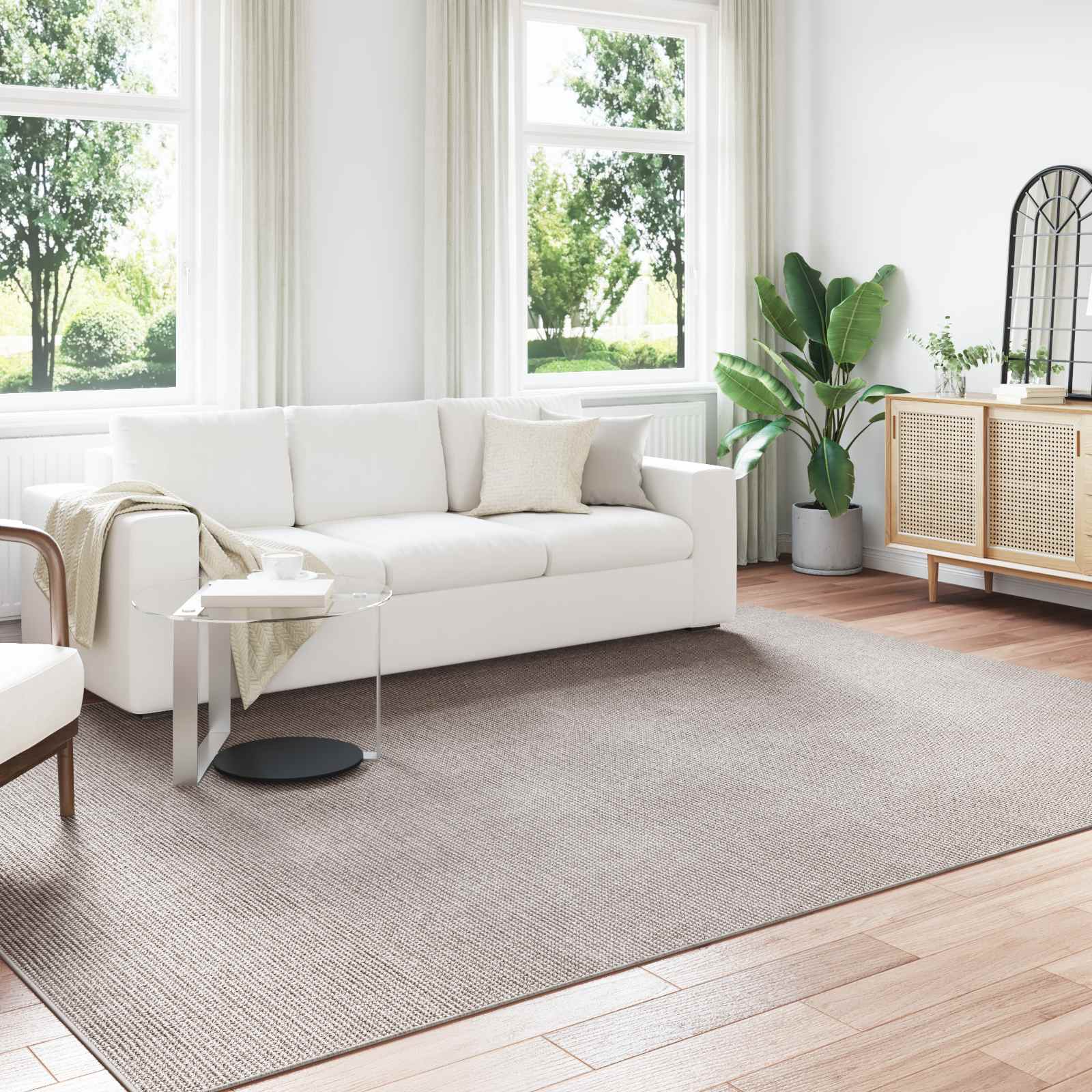 Alfombras de área Cuadrado LUGO Crema 120 x 120 cm Poliéster