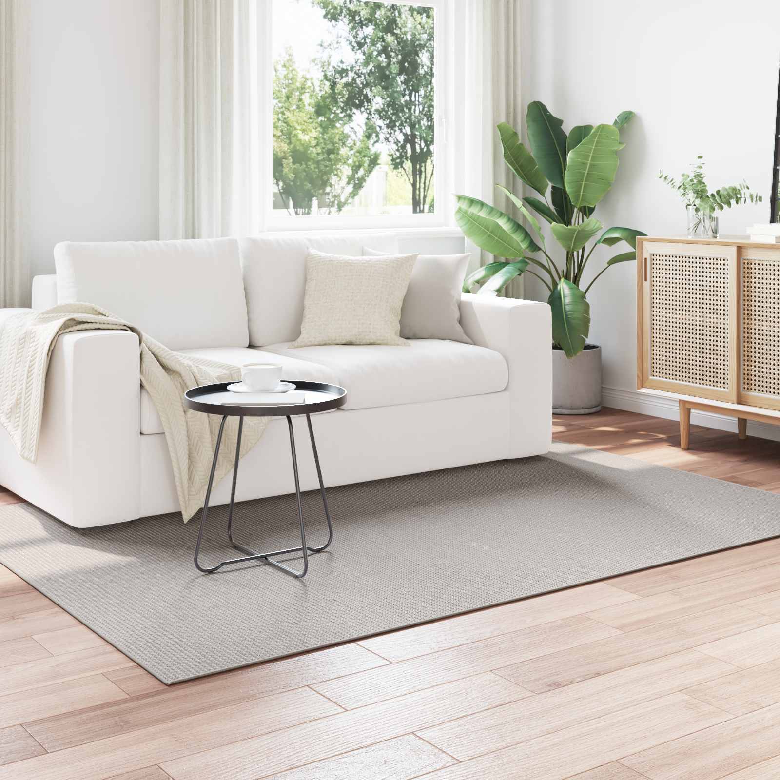 Alfombras de área Cuadrado LUGO Crema 120 x 120 cm Poliéster