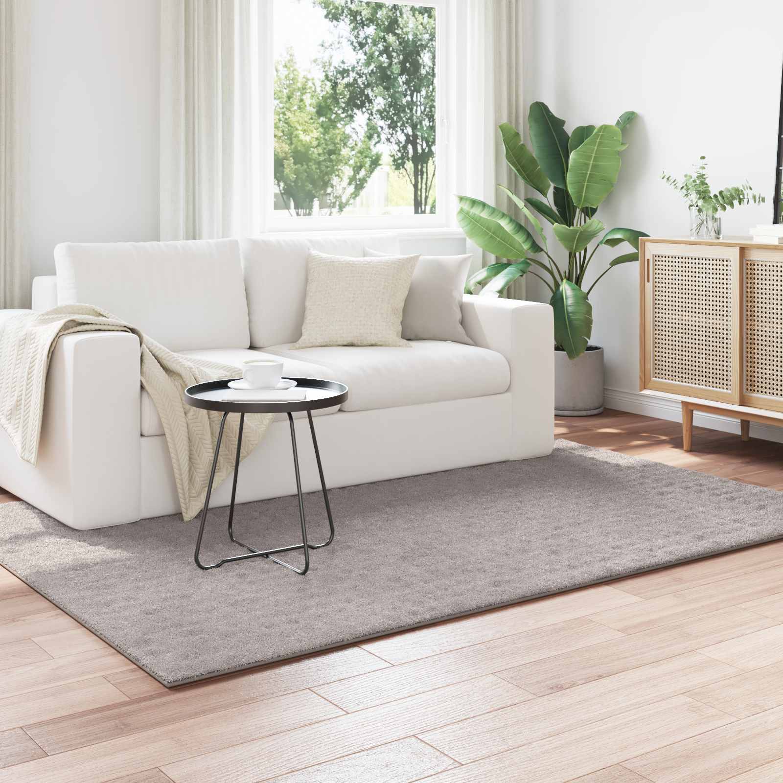 Alfombras de área Cuadrado LUGO Crema 120 x 120 cm Poliéster