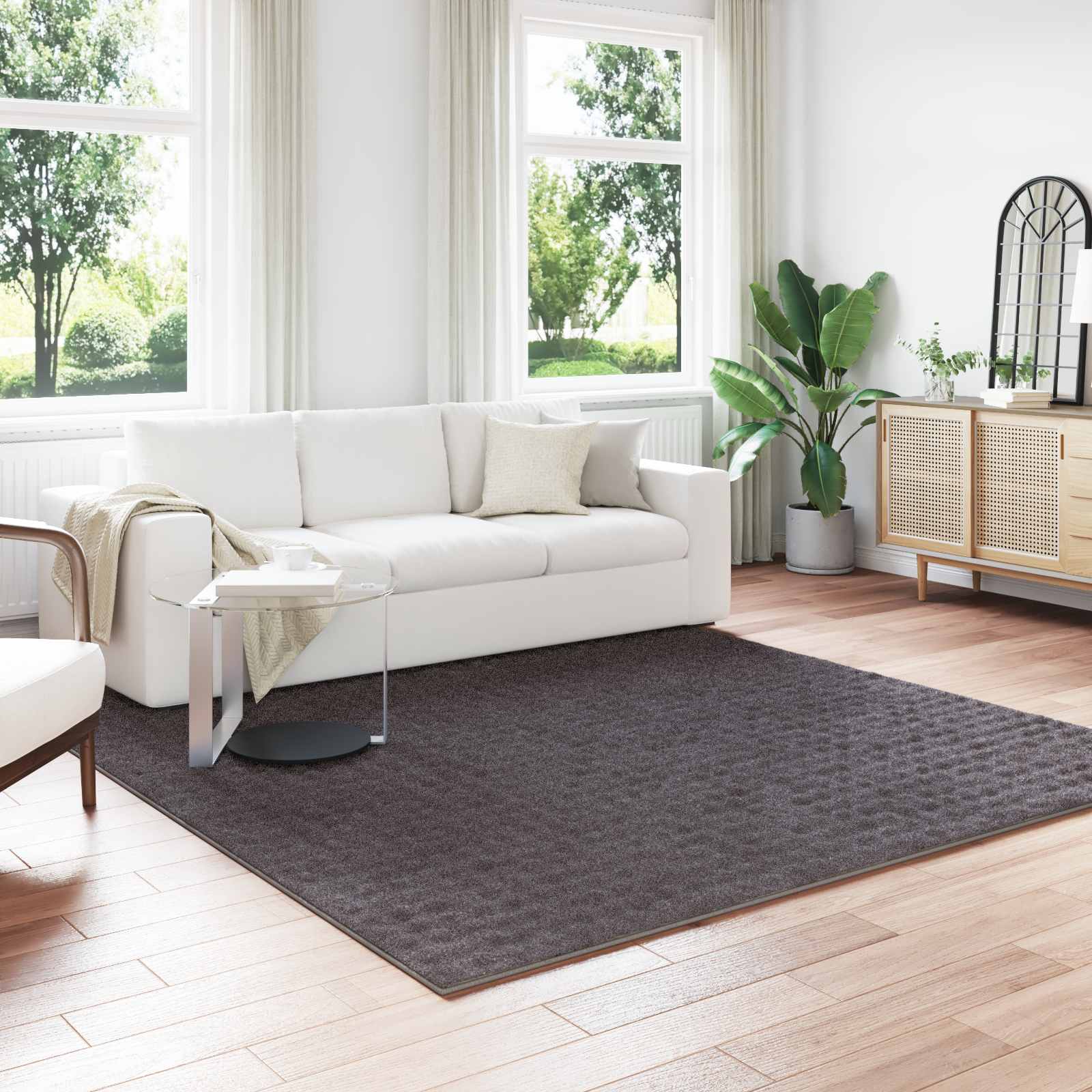 Alfombras de área Cuadrado LUGO Crema 120 x 120 cm Poliéster