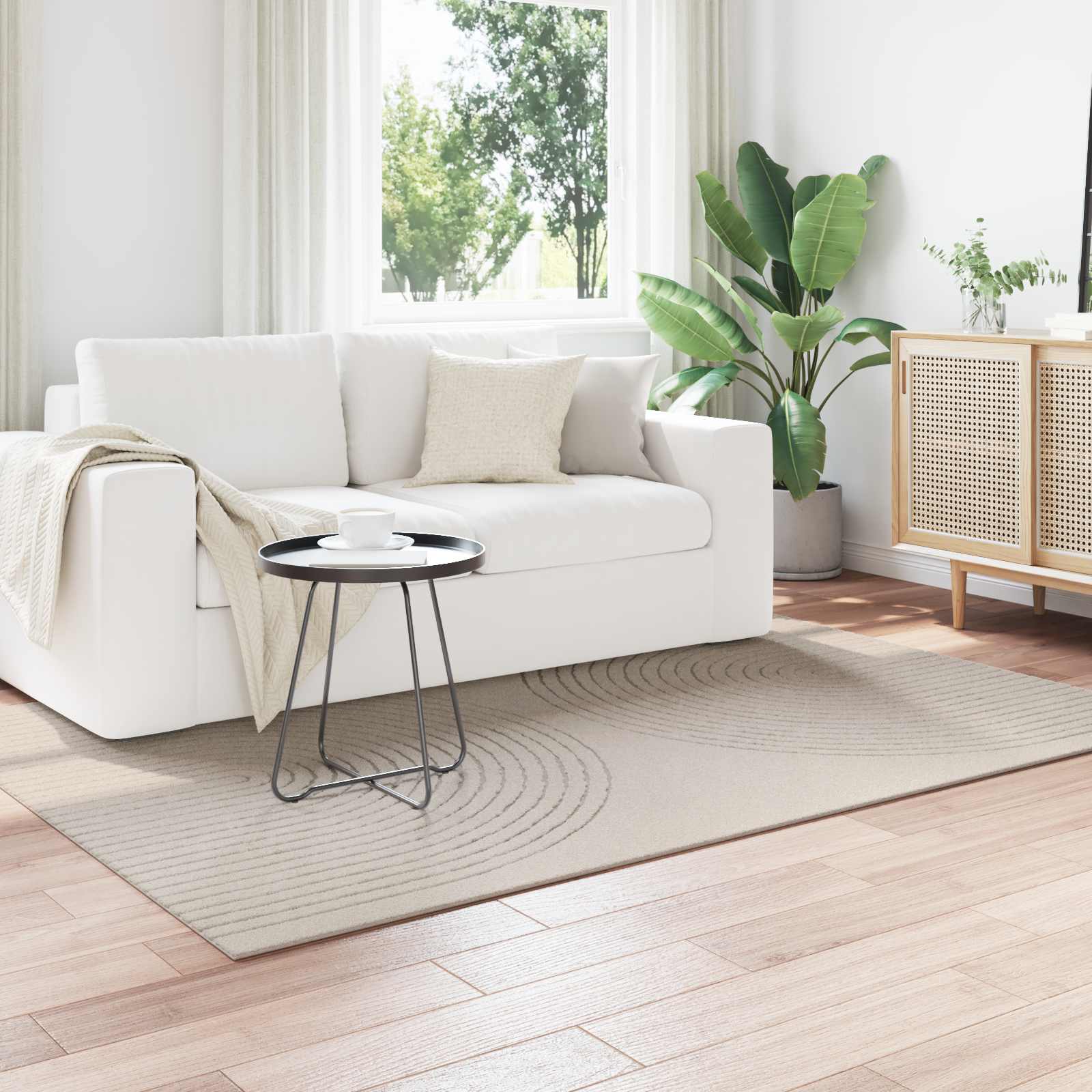 Alfombras de área Cuadrado GALATI Beige 120 x 120 cm Poliéster