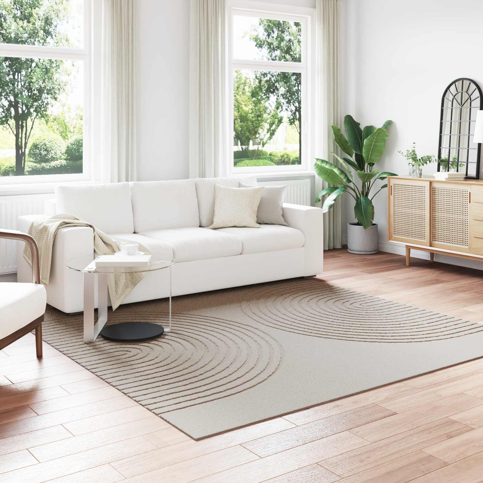 Alfombras de área Cuadrado GALATI Beige 120 x 120 cm Poliéster