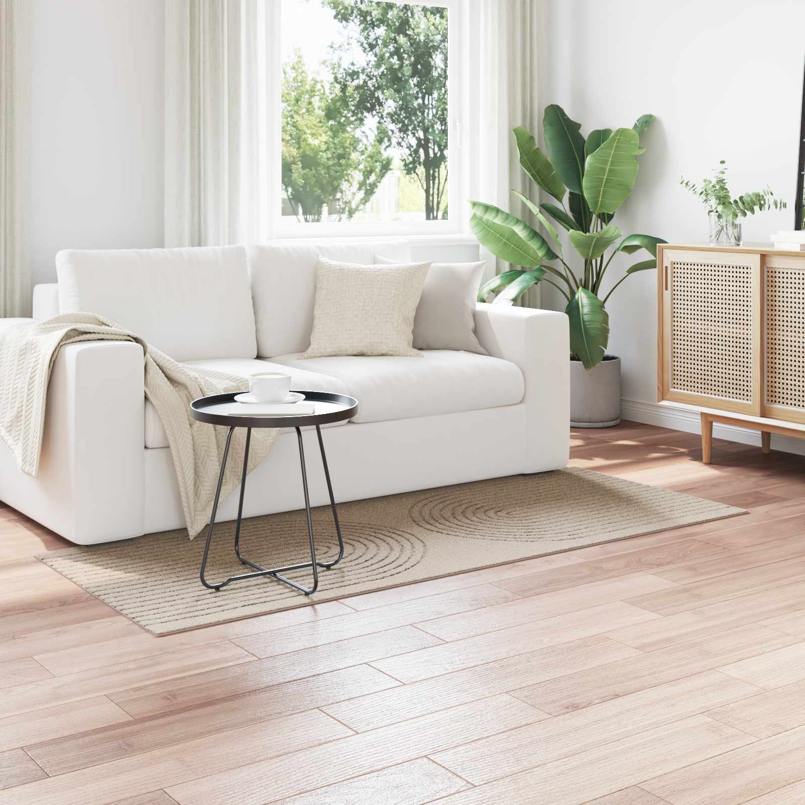 Alfombras de área Cuadrado GALATI Beige 120 x 120 cm Poliéster