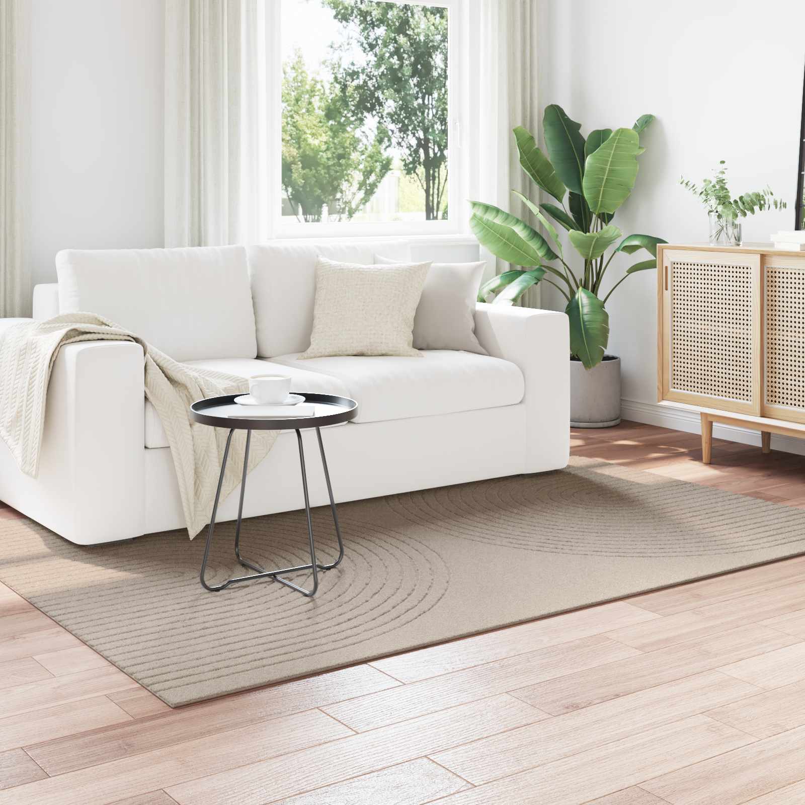 Alfombras de área Cuadrado GALATI Beige 120 x 120 cm Poliéster