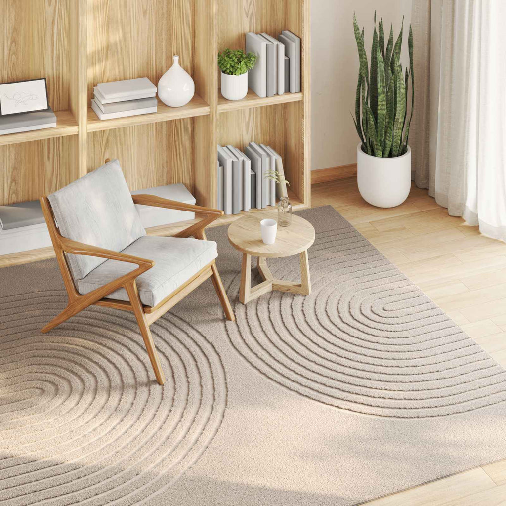 Alfombras de área Cuadrado GALATI Beige 120 x 120 cm Poliéster