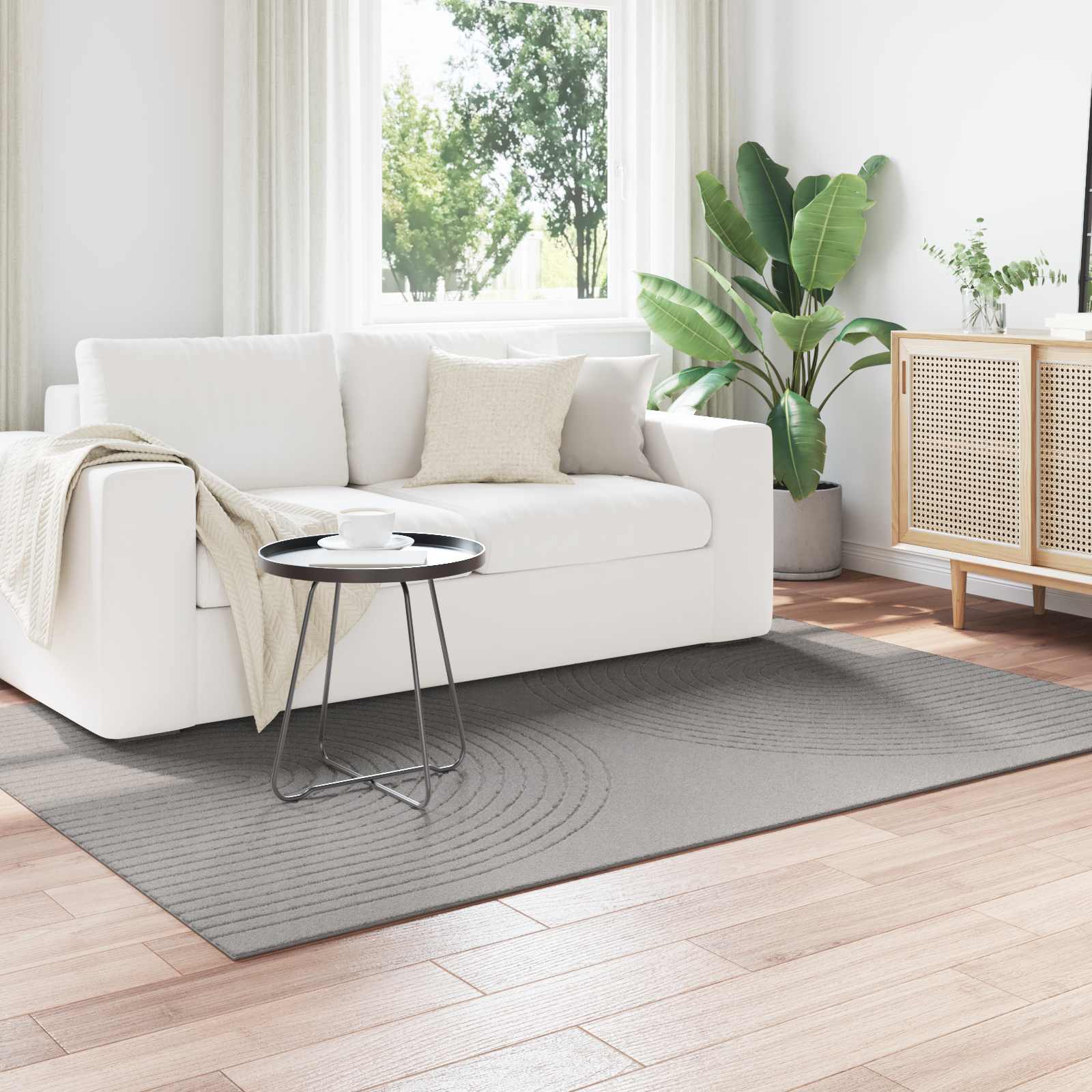 Alfombras de área Cuadrado GALATI Beige 120 x 120 cm Poliéster