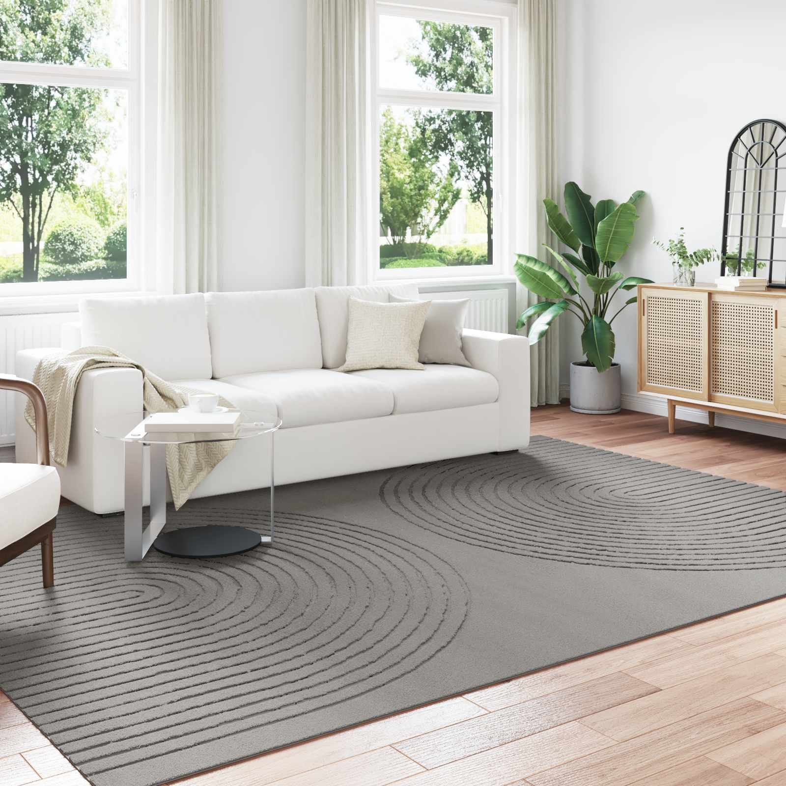 Alfombras de área Cuadrado GALATI Beige 120 x 120 cm Poliéster
