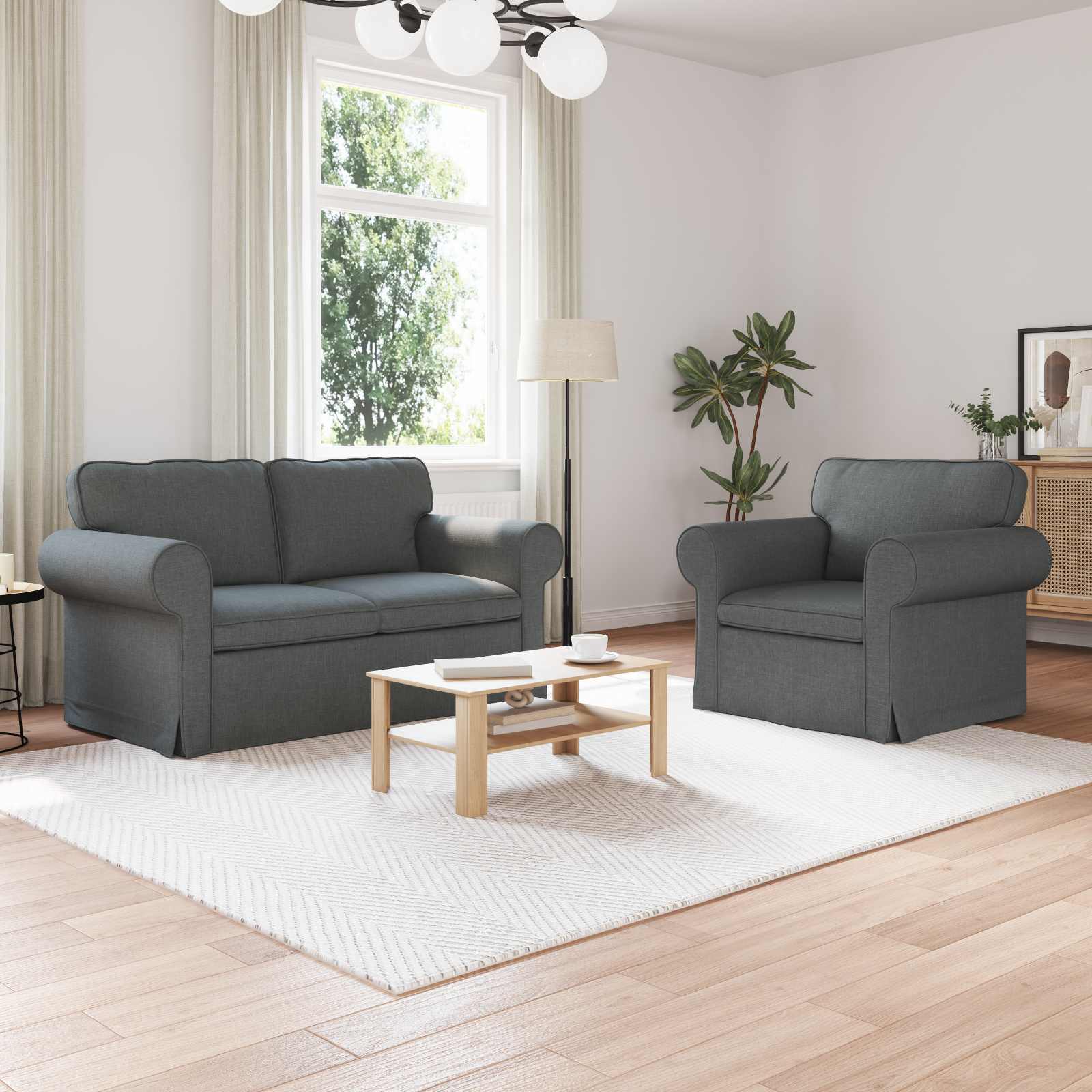 Conjunto de Sofá 2 pçs Azul 155 x 82 x 80 cm tecido