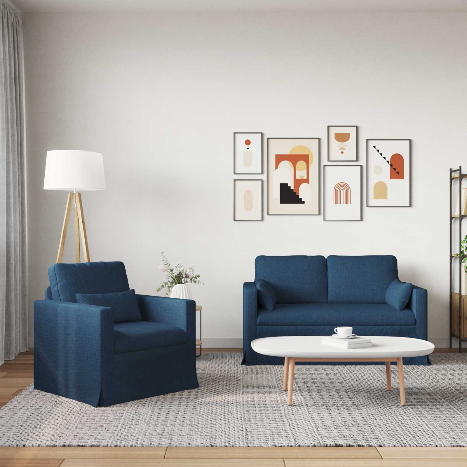 Juego de Sofá 2 pcs Azul 139 x 78 x 80 cm tela
