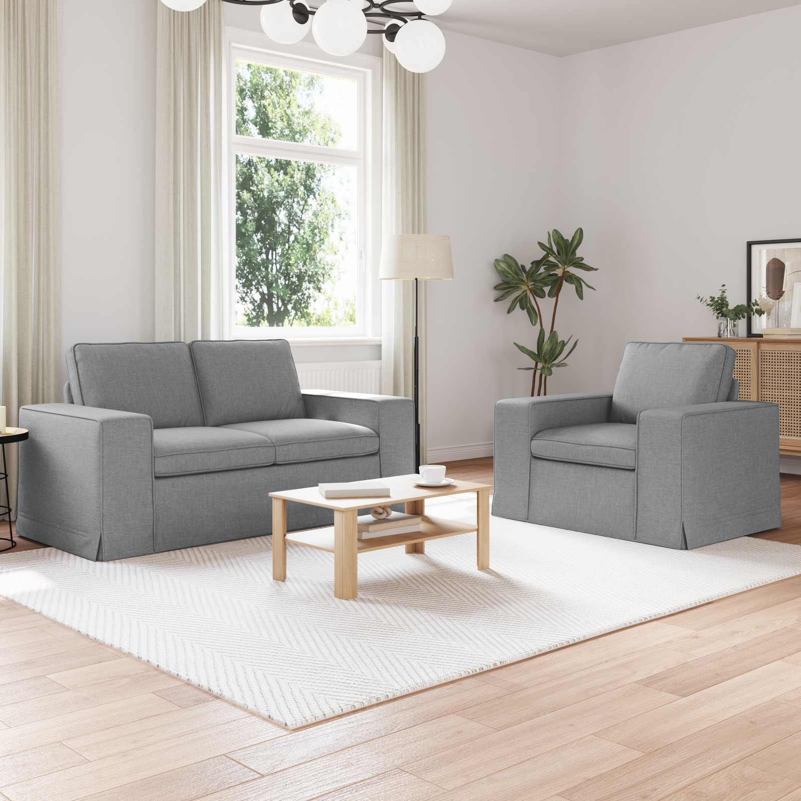 Conjunto de Sofás 2 pcs Azul 162 x 80 x 82 cm tecido