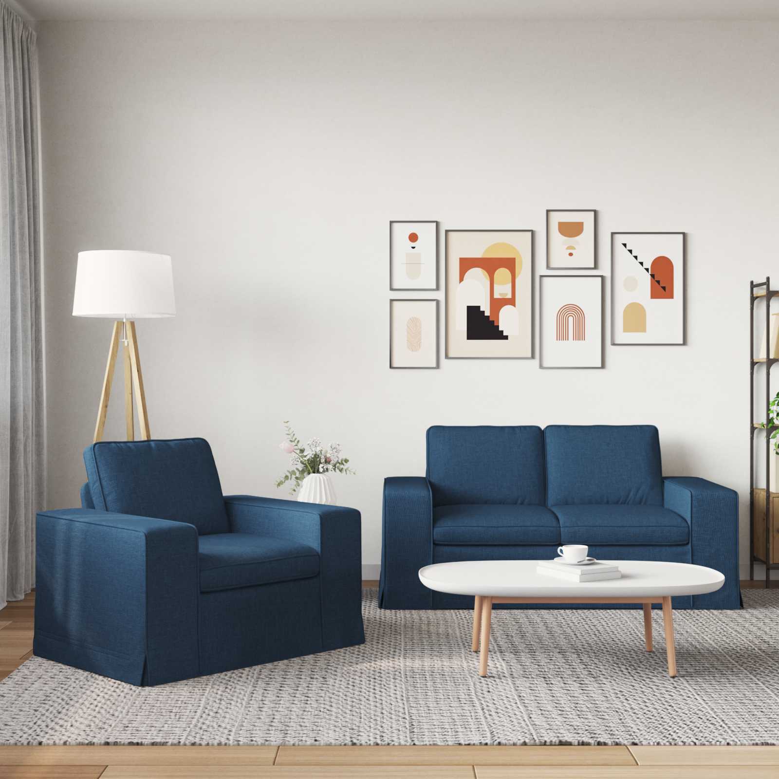 Juego de Sofá 2 pcs Azul 162 x 80 x 82 cm tela