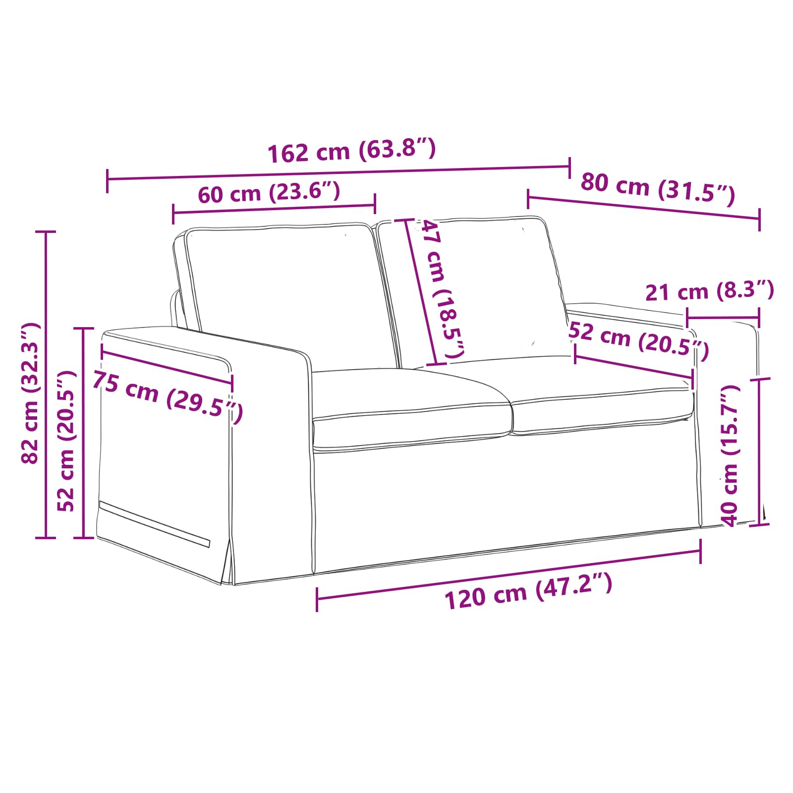 Juego de Sofá 2 pcs Azul 162 x 80 x 82 cm tela