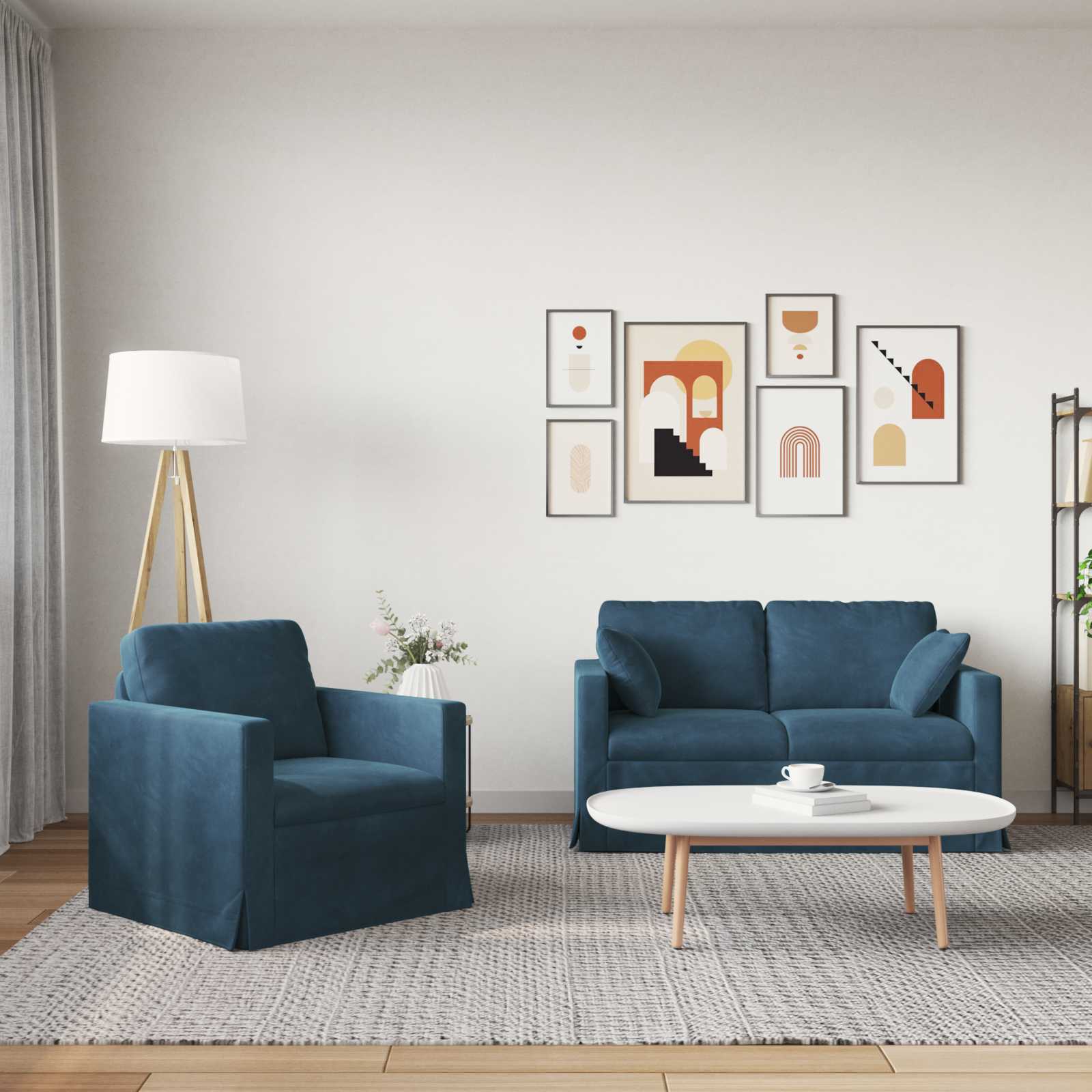 Juego de Sofá 2 pcs Azul 138 x 78 x 80 cm Terciopelo