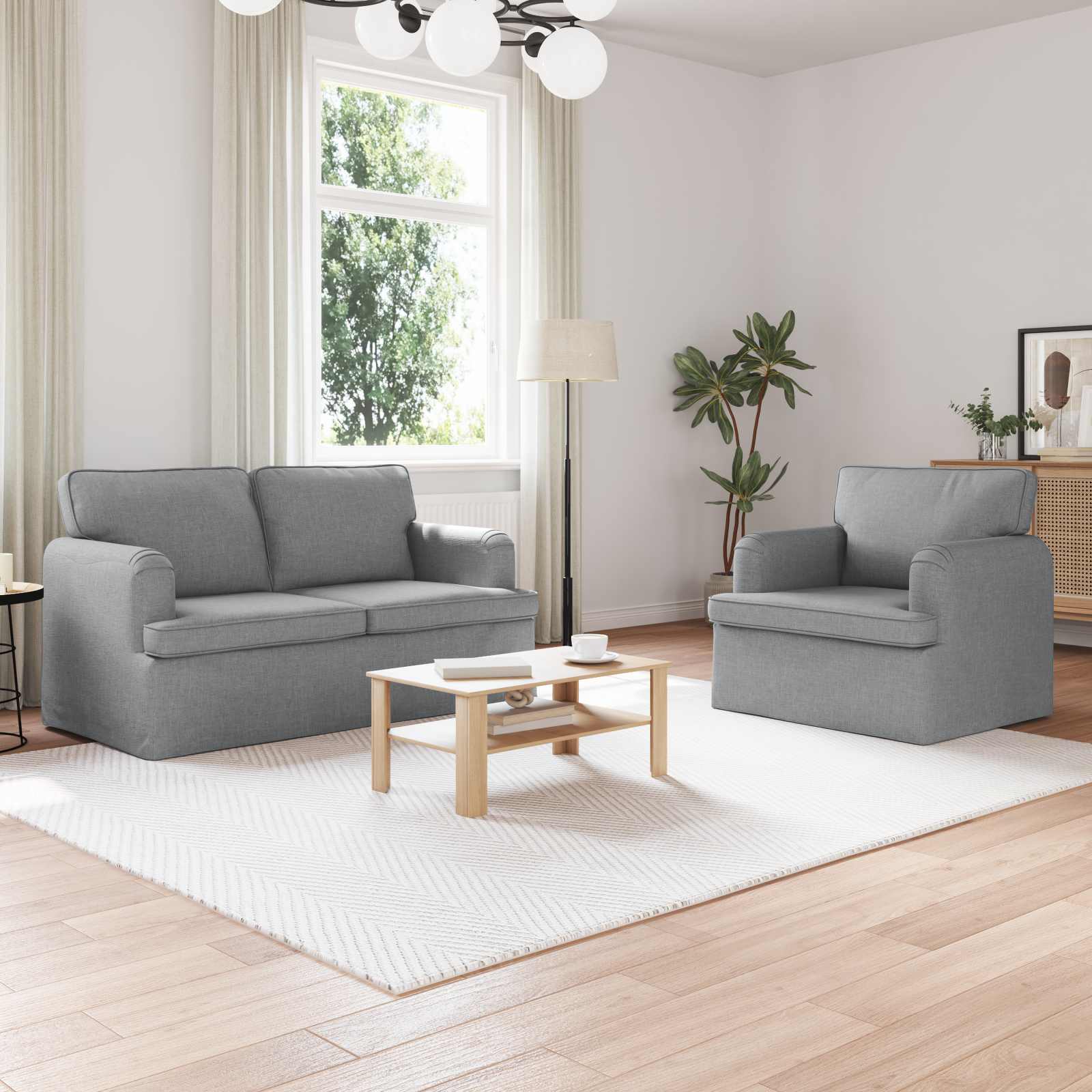 Conjunto de Sofás 2 pcs Azul 144 x 80 x 85 cm tecido