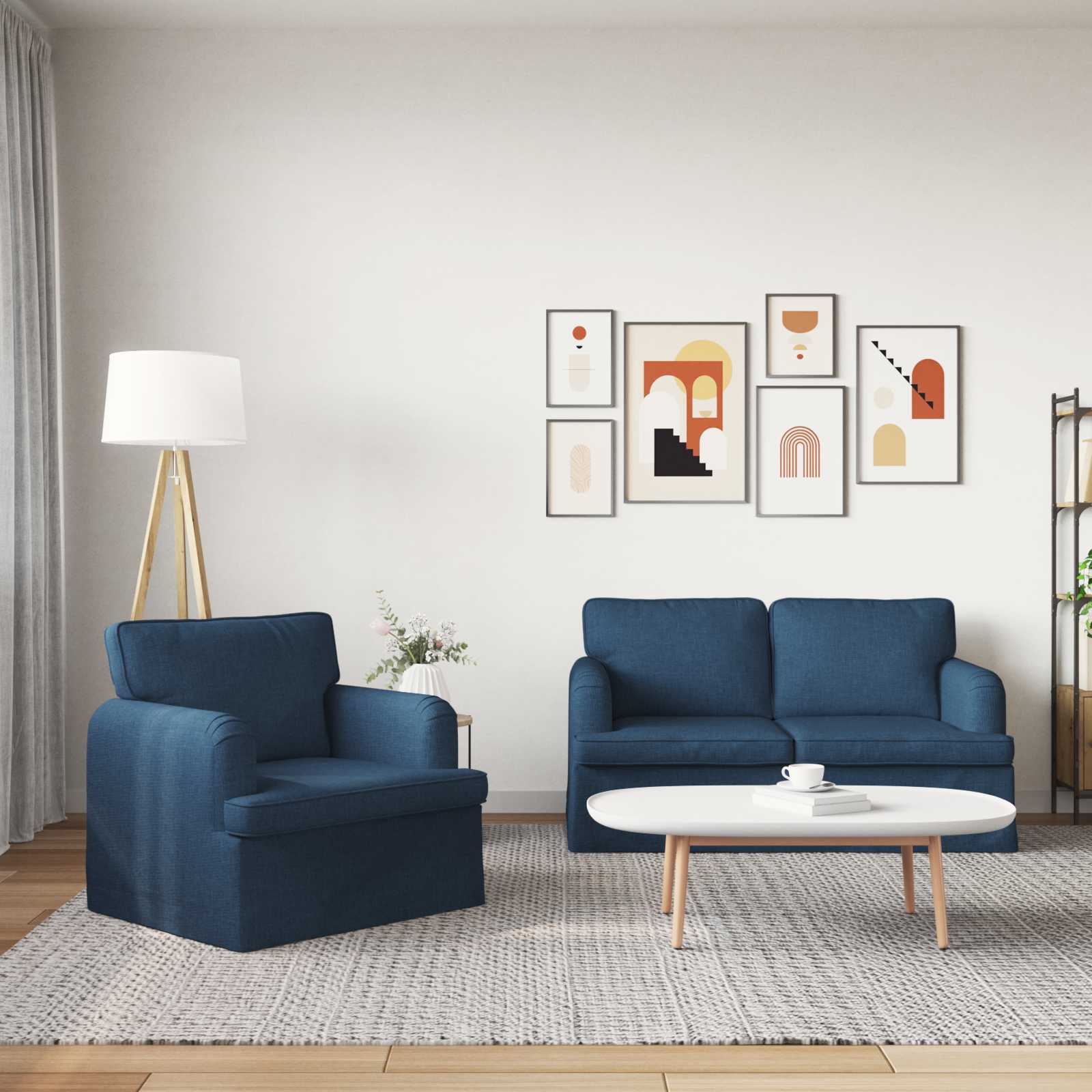 Juego de Sofá 2 pcs Azul 144 x 80 x 85 cm tela