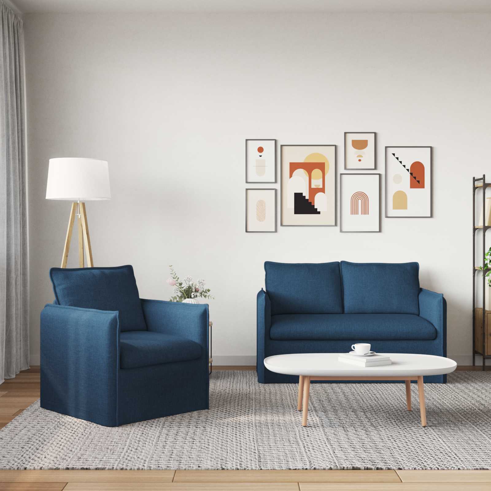 Juego de Sofá 2 pcs Azul 136 x 82 x 85 cm Tela