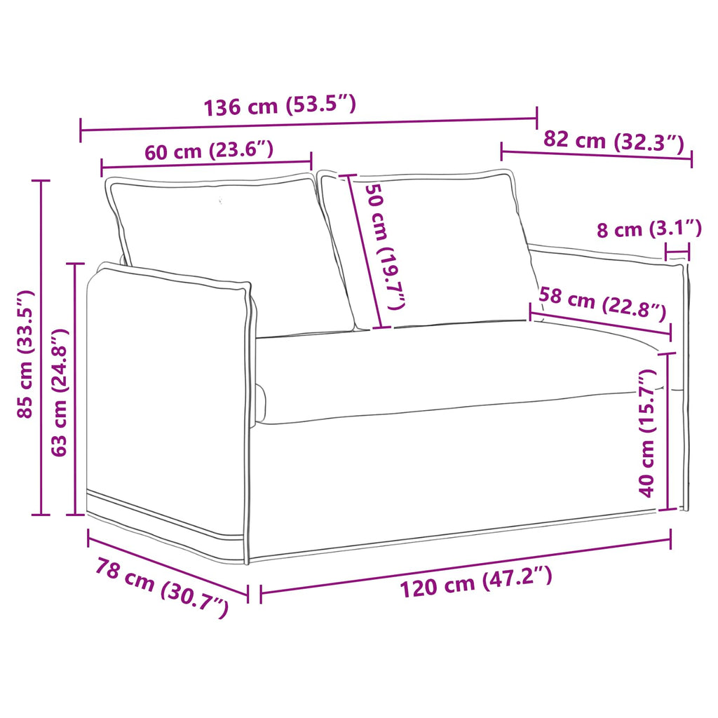 Juego de Sofá 2 pcs Azul 136 x 82 x 85 cm Tela
