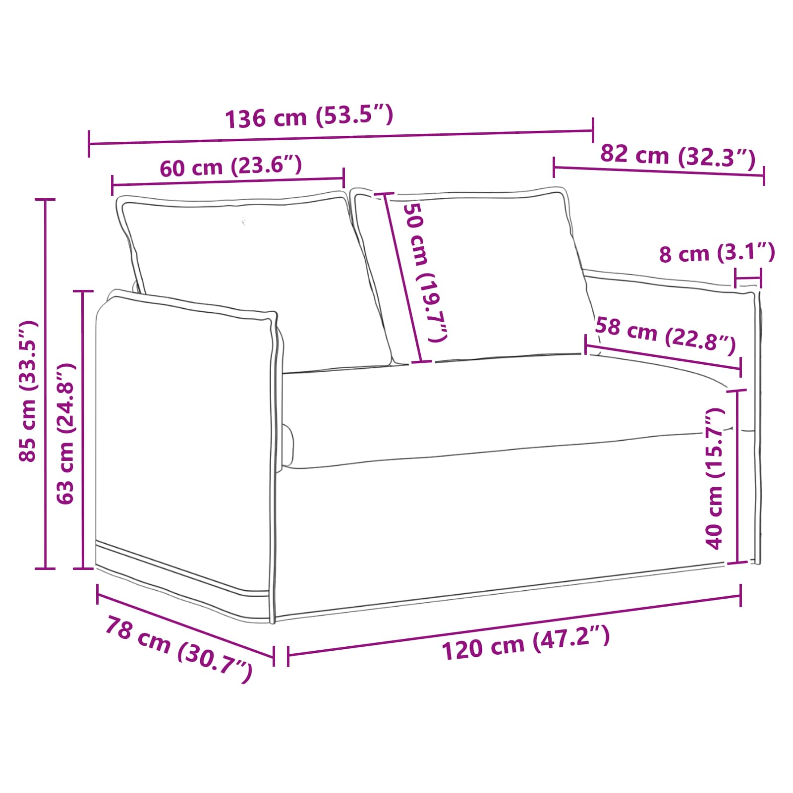 Juego de Sofá 2 pcs Azul 136 x 82 x 85 cm Tela