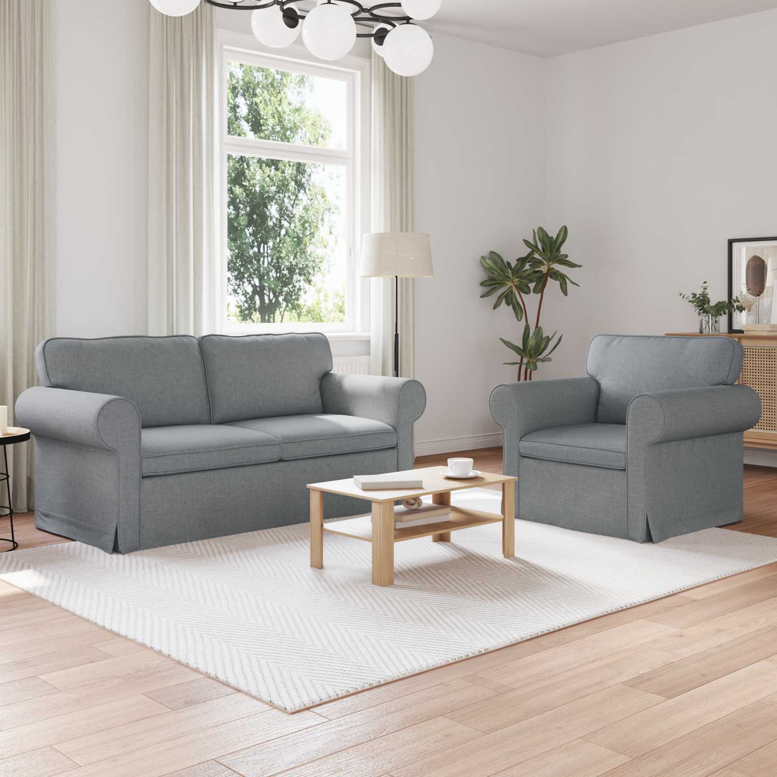 Conjunto de Sofá 2 pçs Azul 155 x 82 x 80 cm tecido