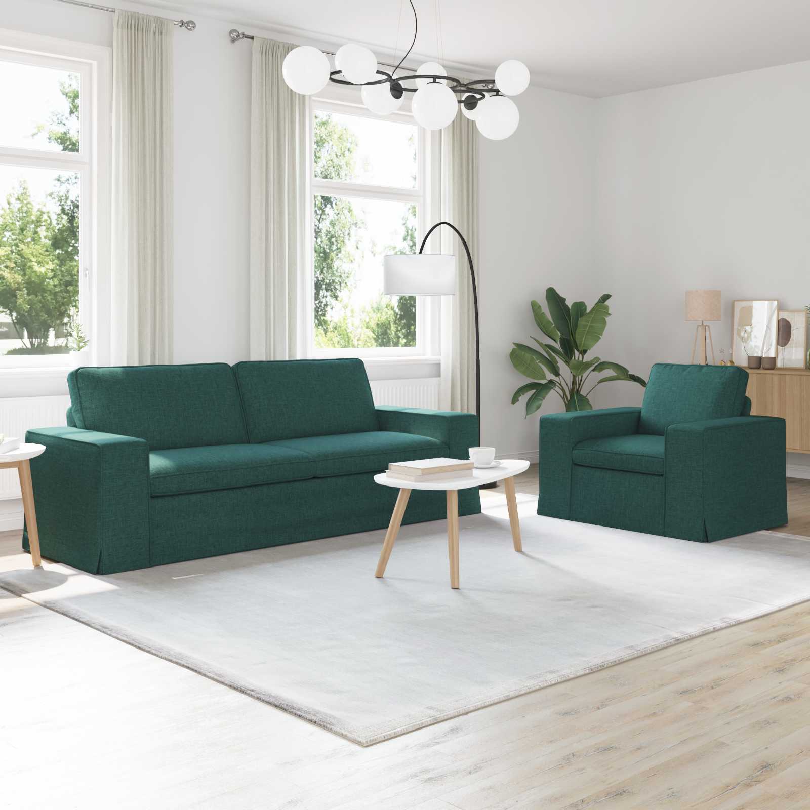Conjunto de Sofás 2 pcs Azul 162 x 80 x 82 cm tecido