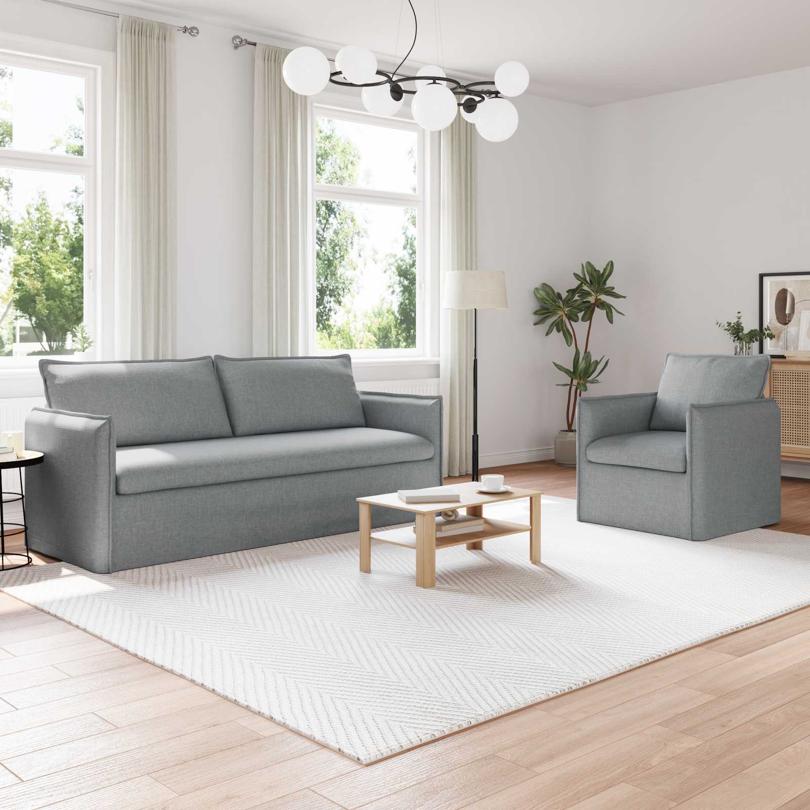 Conjunto de Sofás 2 pcs Azul 136 x 82 x 85 cm Tecido