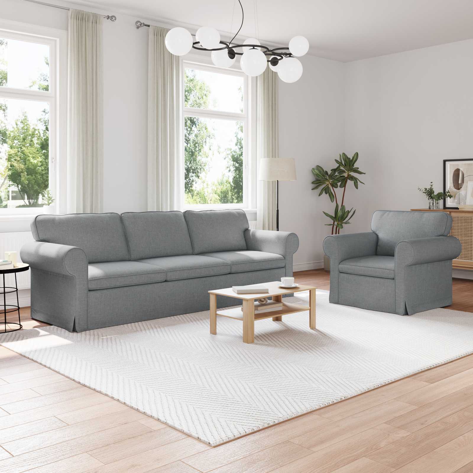 Conjunto de Sofá 2 pçs Azul 155 x 82 x 80 cm tecido