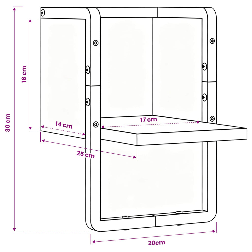Estante de pared con estante Roble Artesanal 20 x 25 x 30 cm