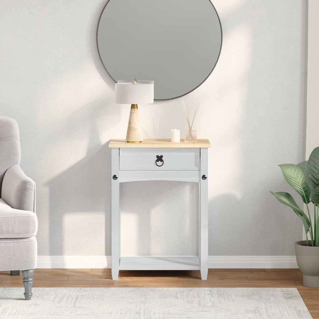 Mesa consola con cajón 55 x 35 x 73 cm Madera de pino macizo