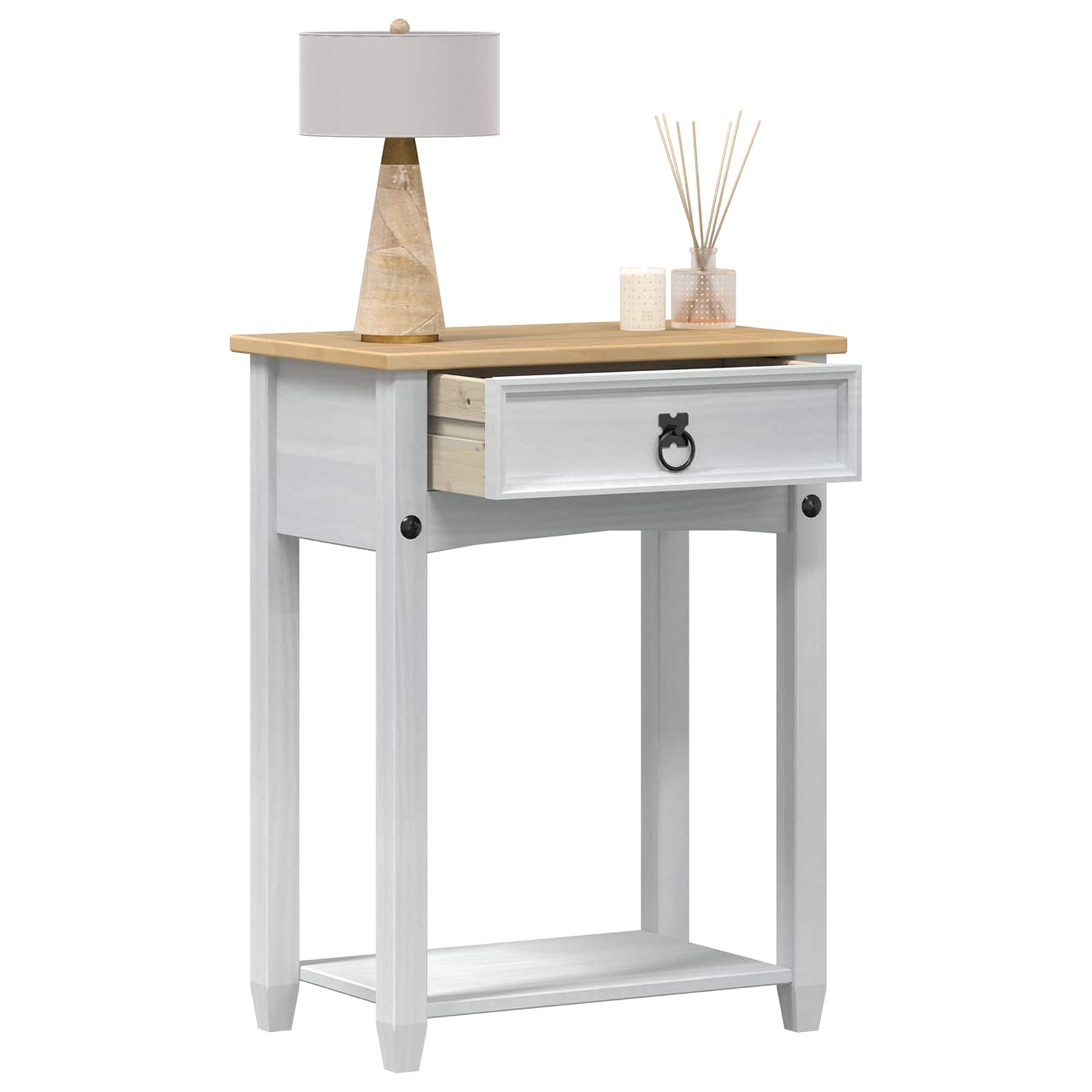 Mesa consola con cajón 55 x 35 x 73 cm Madera de pino macizo