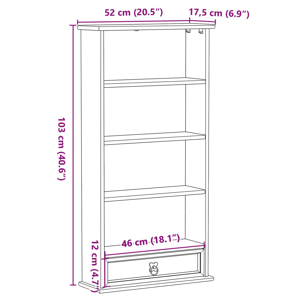 Mueble para CDs 52 x 17.5 x 103 cm Madera de pino macizo