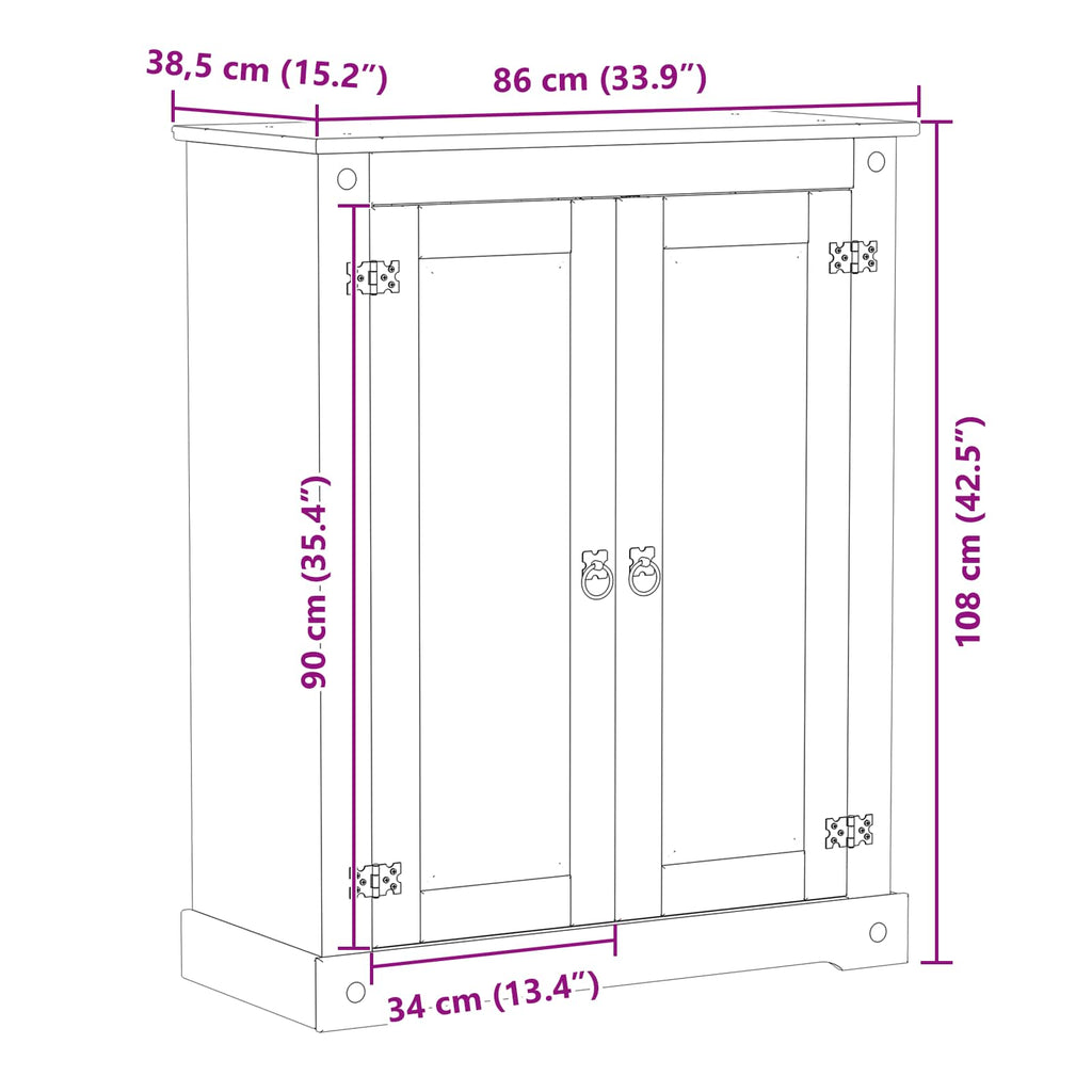 Armario Zapatero 86 x 38,5 x 108 cm Madera de pino macizo