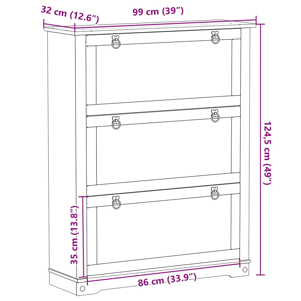 Armario Zapatero Corona 99 x 32 x 122 cm Madera de pino macizo