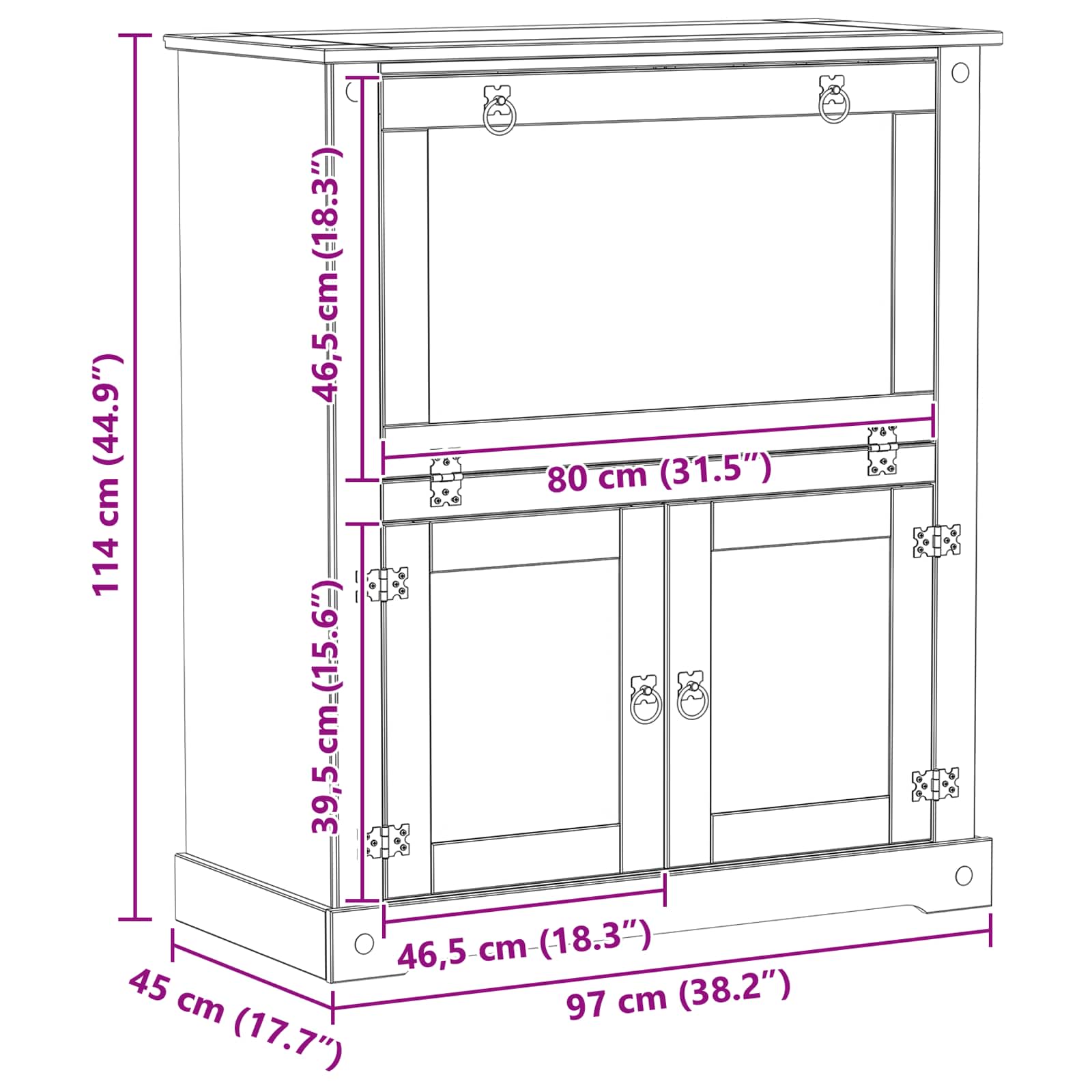 Armario para Vinos 97 x 45 x 114 cm Madera de pino macizo