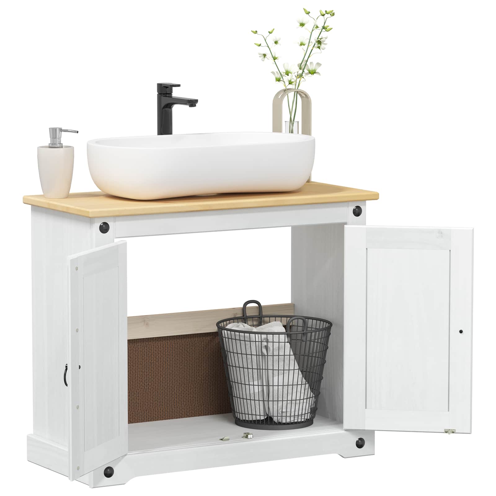 Mueble de lavabo 73 x 33 x 60 cm Madera de pino macizo