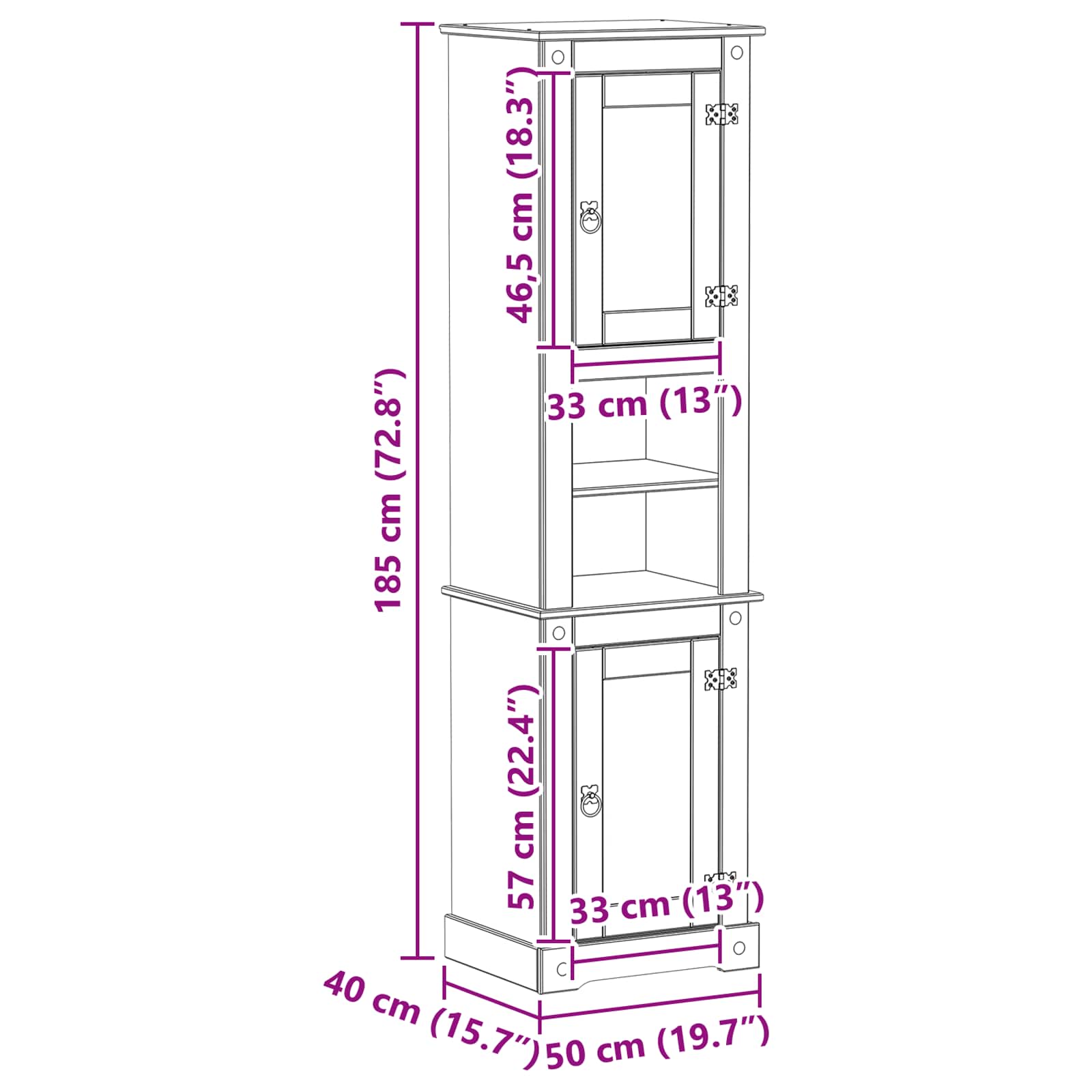 Mueble de Cuarto de Baño 50 x 40 x 185 cm Madera de pino macizo
