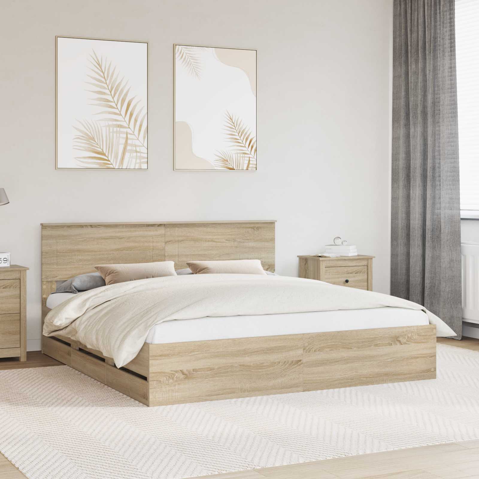 Estrutura de Cama com Gaveta 100 x 200 cm Madeira Composta