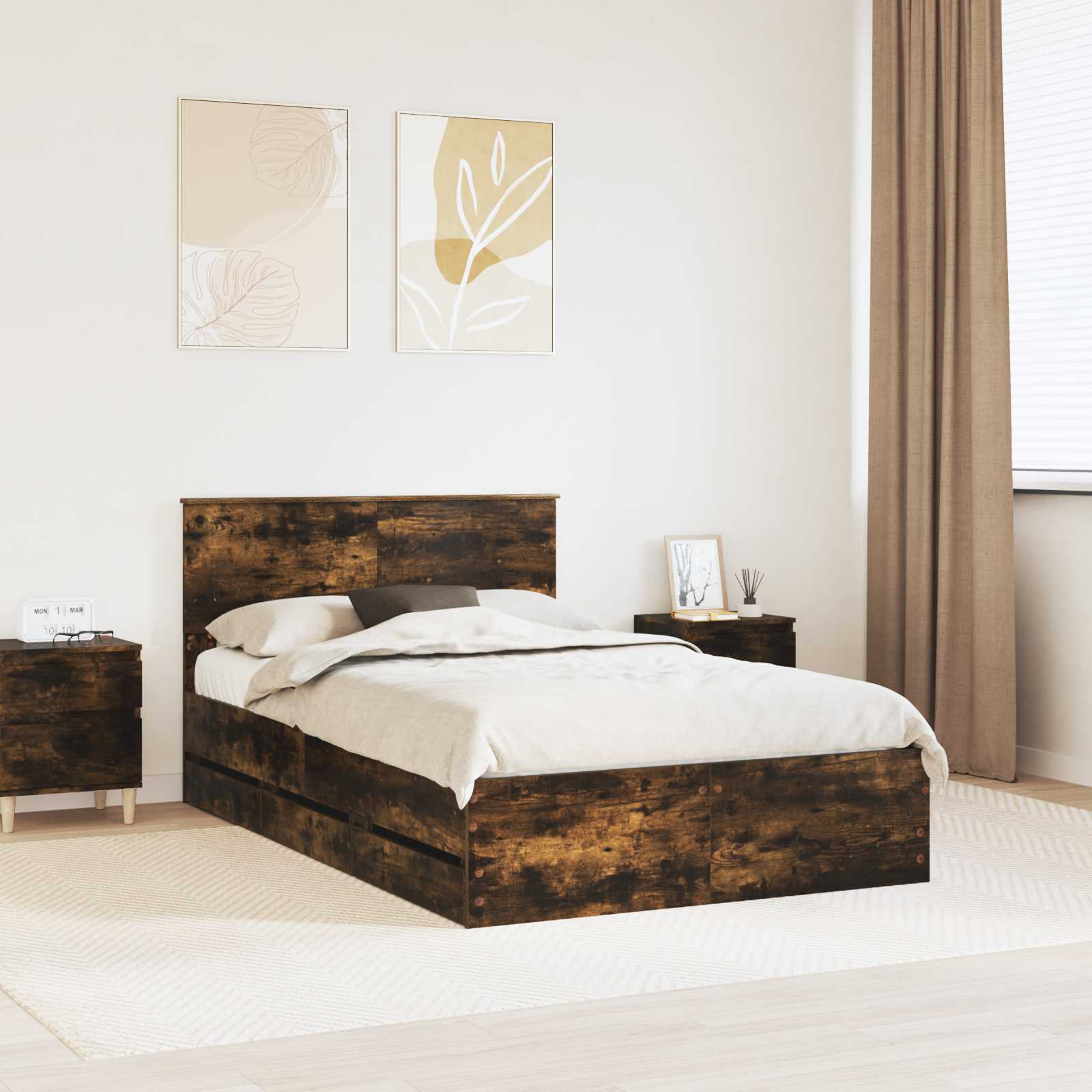Estrutura de Cama com Gaveta 100 x 200 cm Madeira Composta