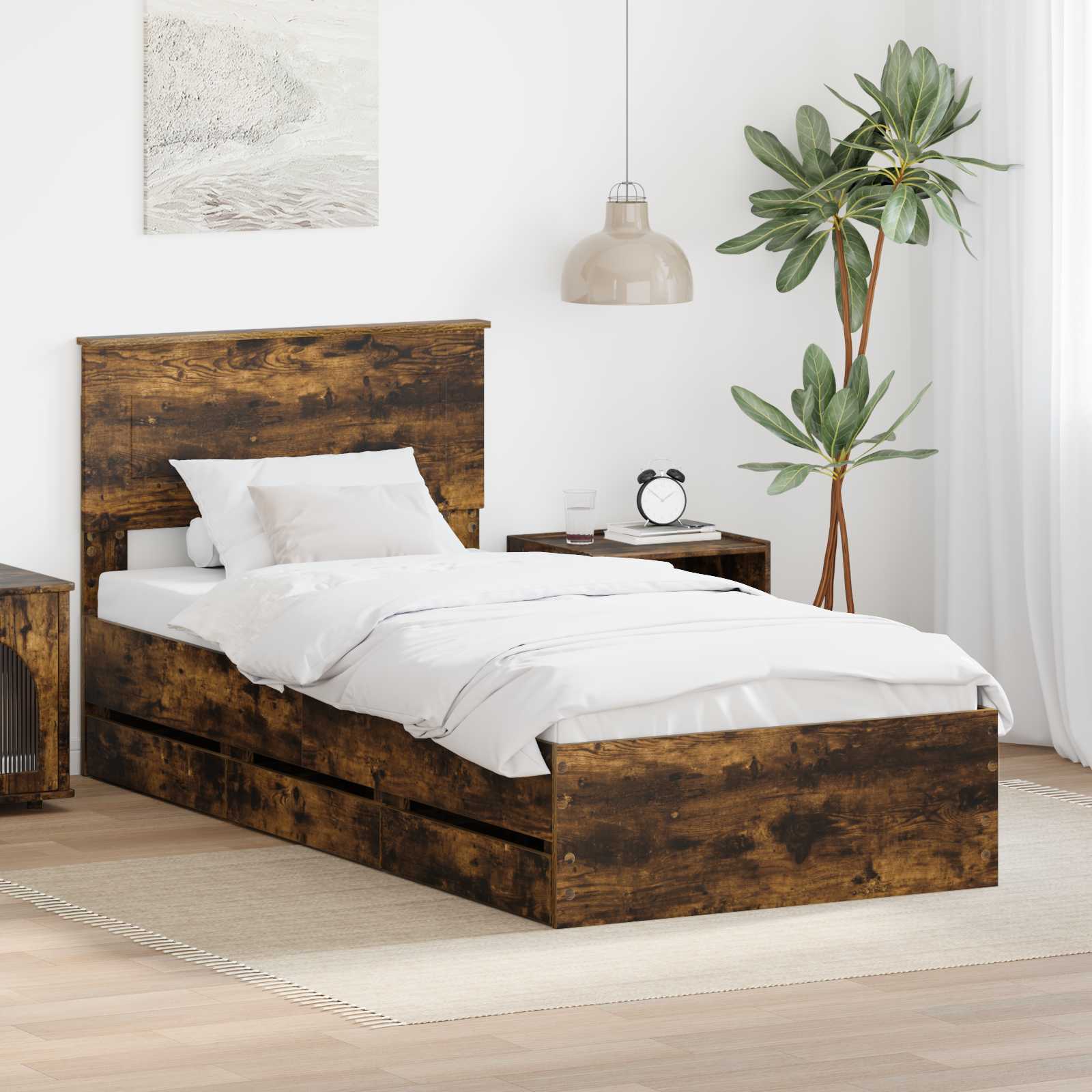 Estrutura de Cama com Gaveta 100 x 200 cm Madeira Composta