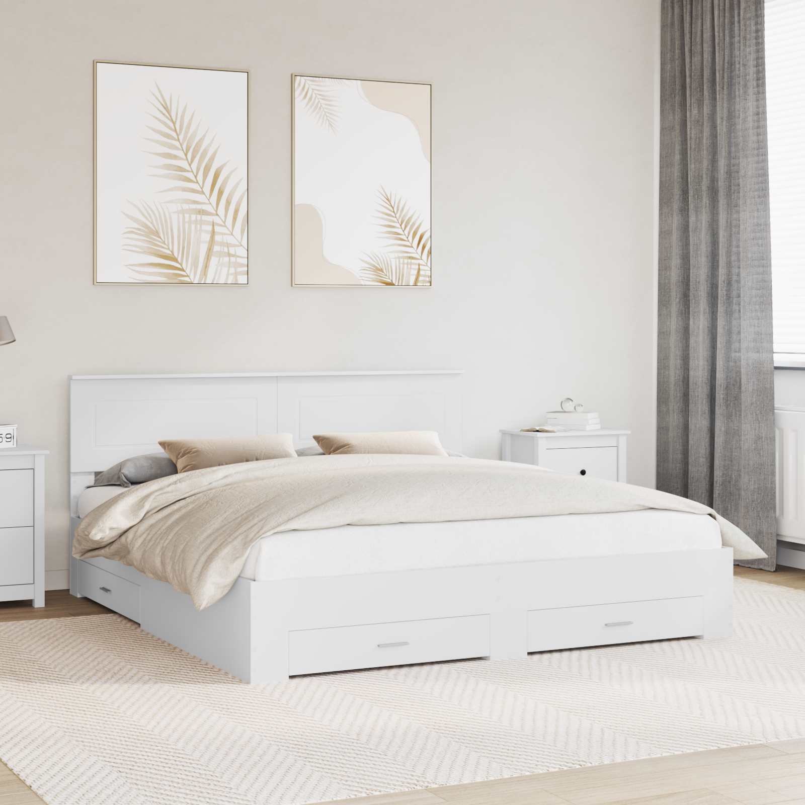 Estrutura de Cama com Cabeceira Cinzento Betão 100 x 200 cm