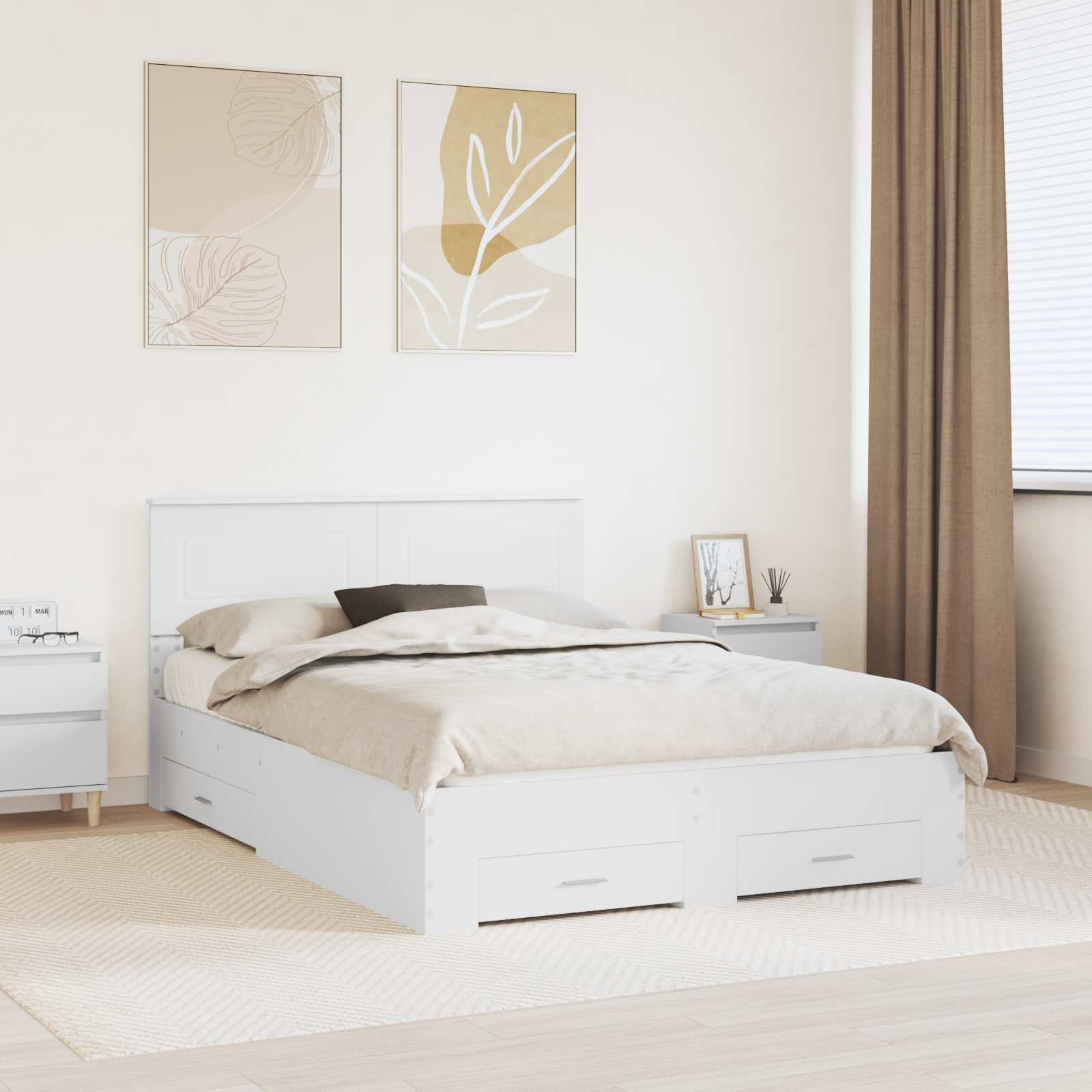 Estrutura de Cama com Cabeceira Cinzento Betão 100 x 200 cm