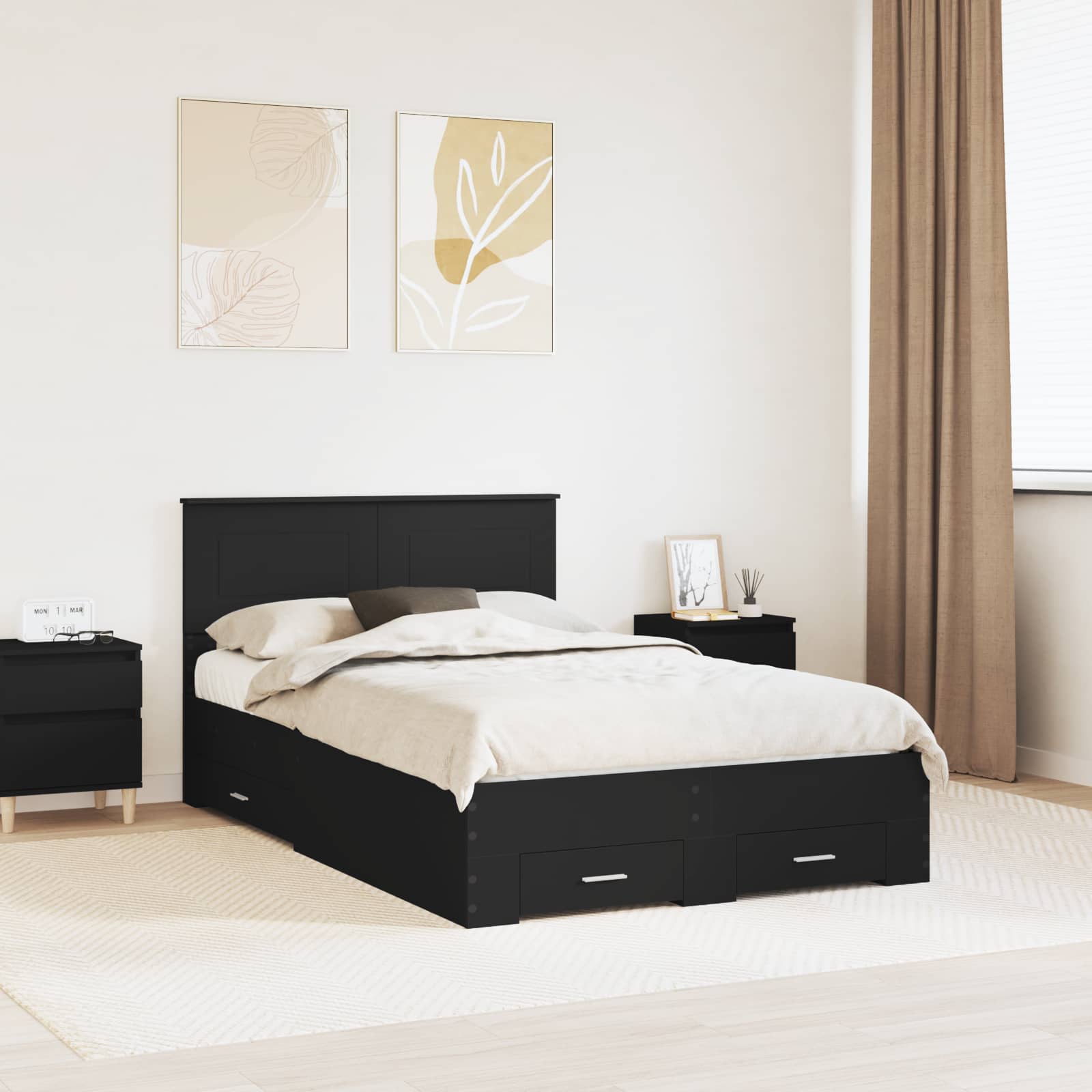 Estrutura de Cama com Gaveta Carvalho Sonoma 150 x 200 cm