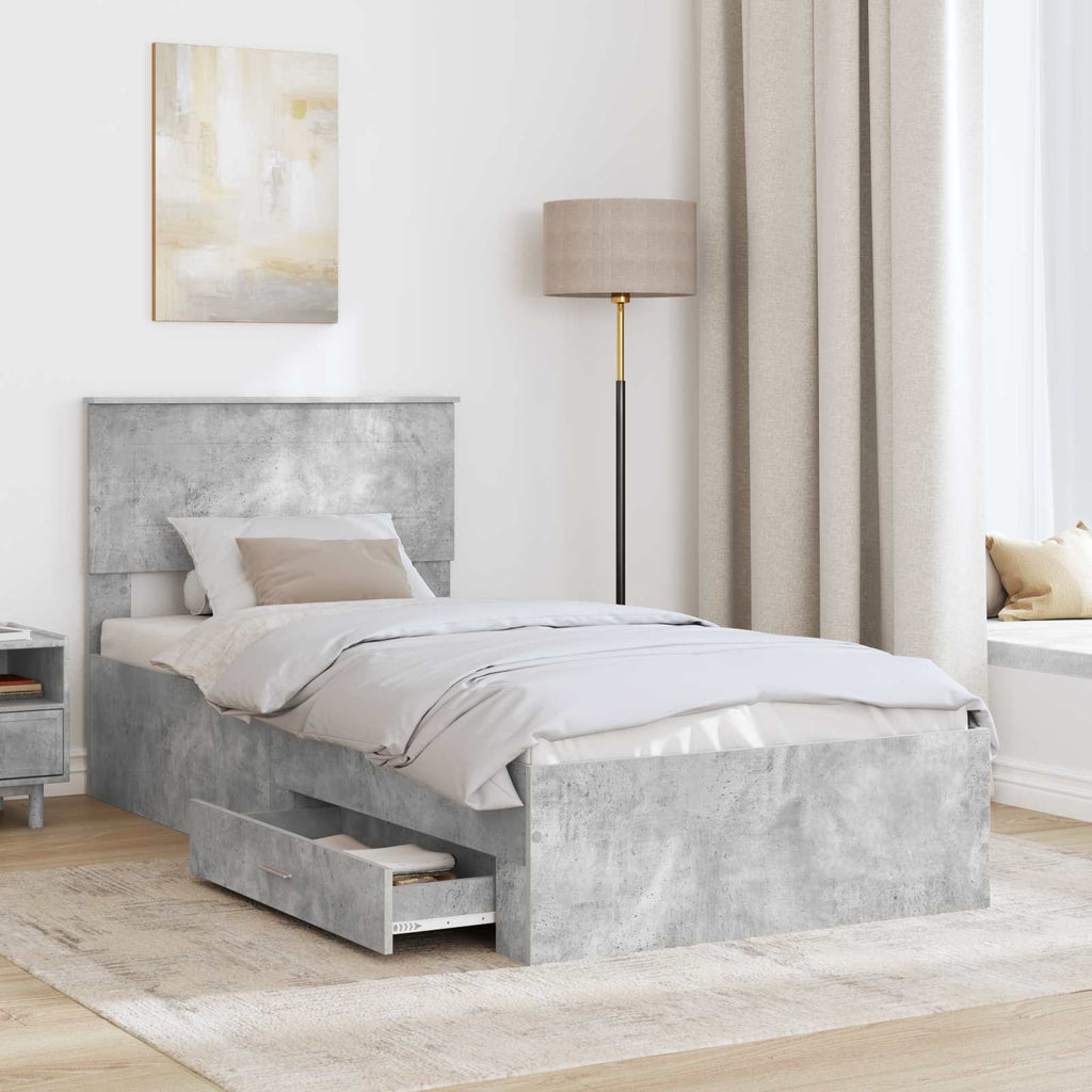 Estructura de cama con cabecera Gris Concreto 100 x 200 cm