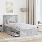 Estructura de cama con cabecera Gris Concreto 100 x 200 cm